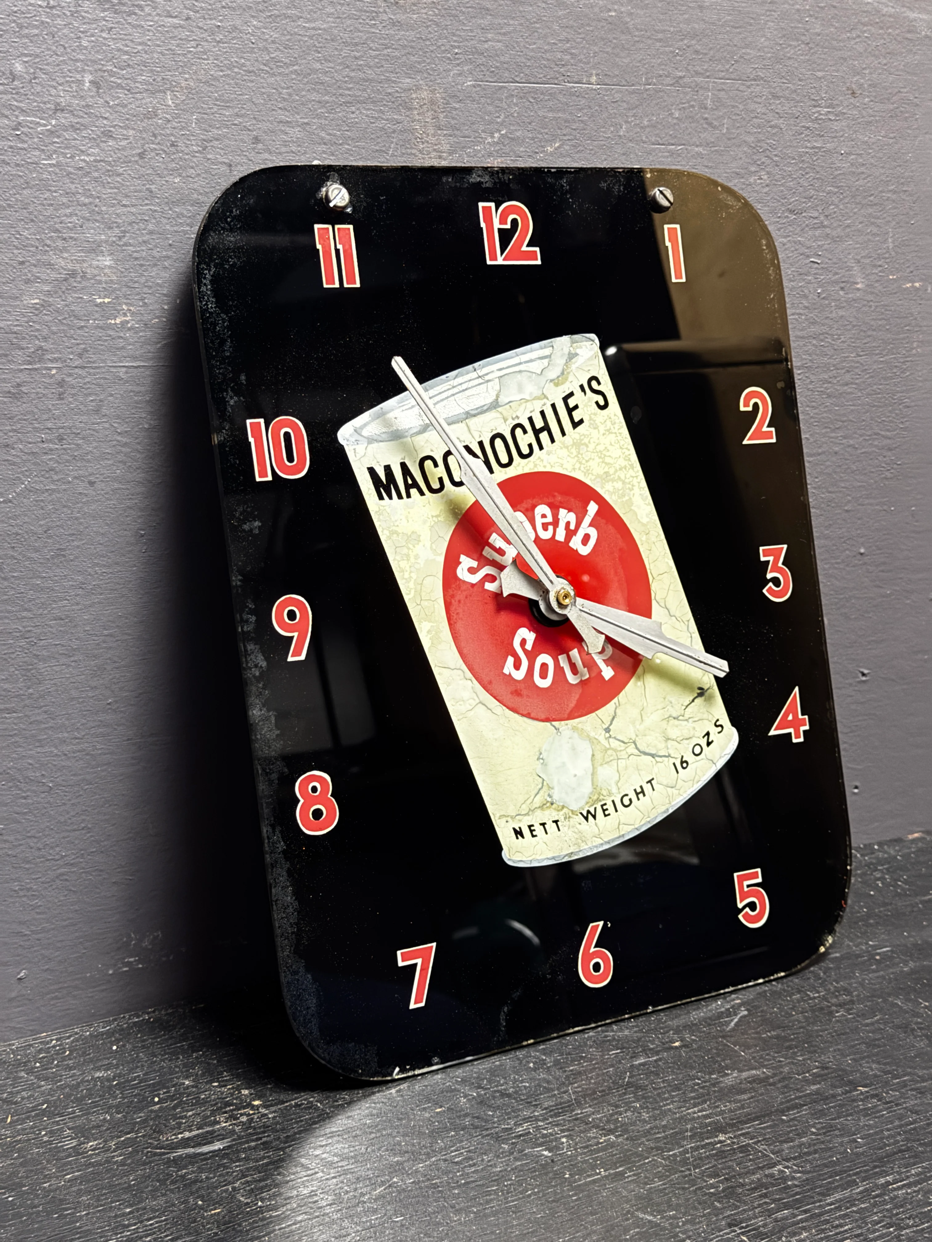 1920s Maconochie’s Superb Soup Glass Advertising Clock By Smiths - Image 5