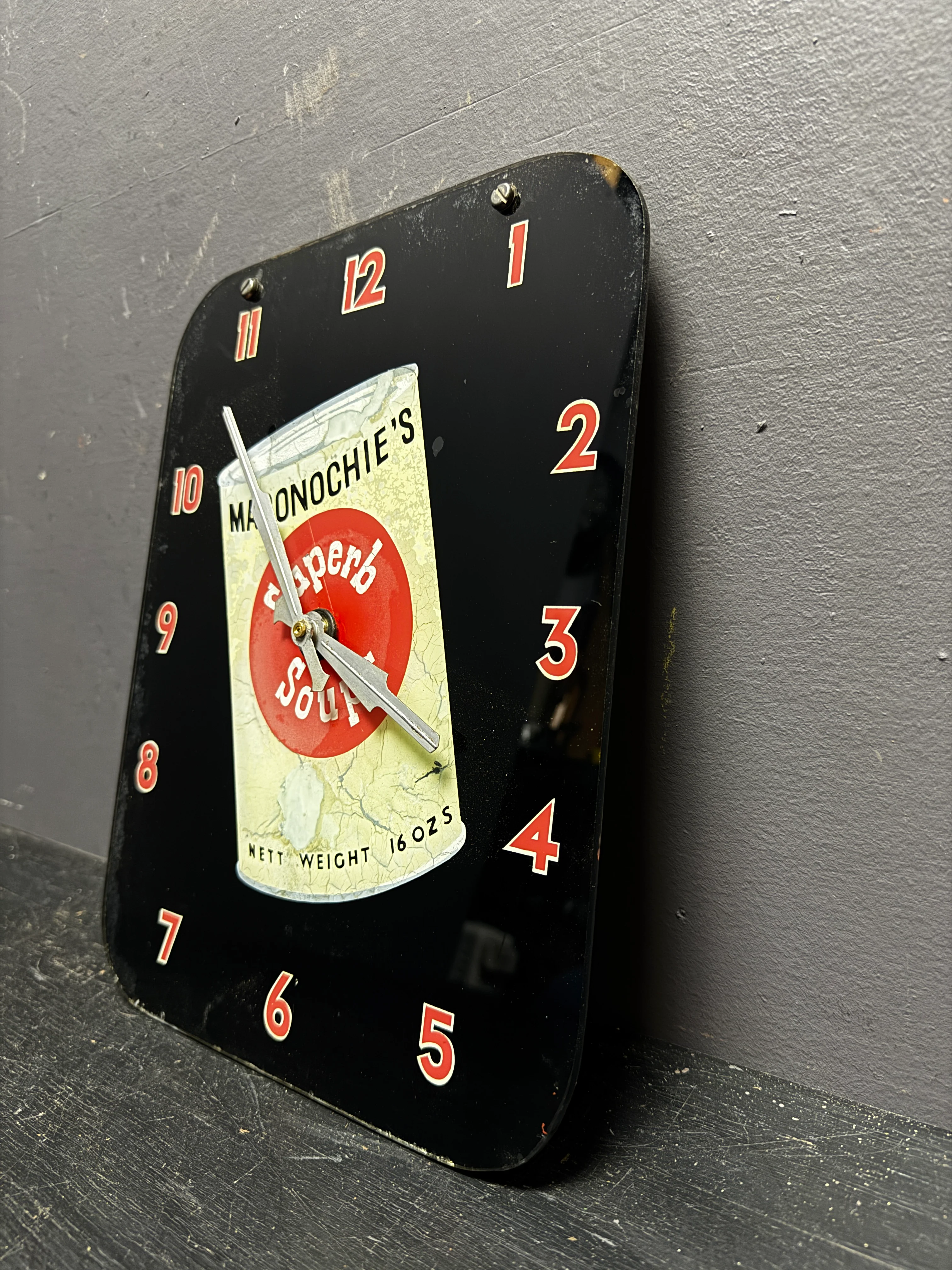 1920s Maconochie’s Superb Soup Glass Advertising Clock By Smiths - Image 6