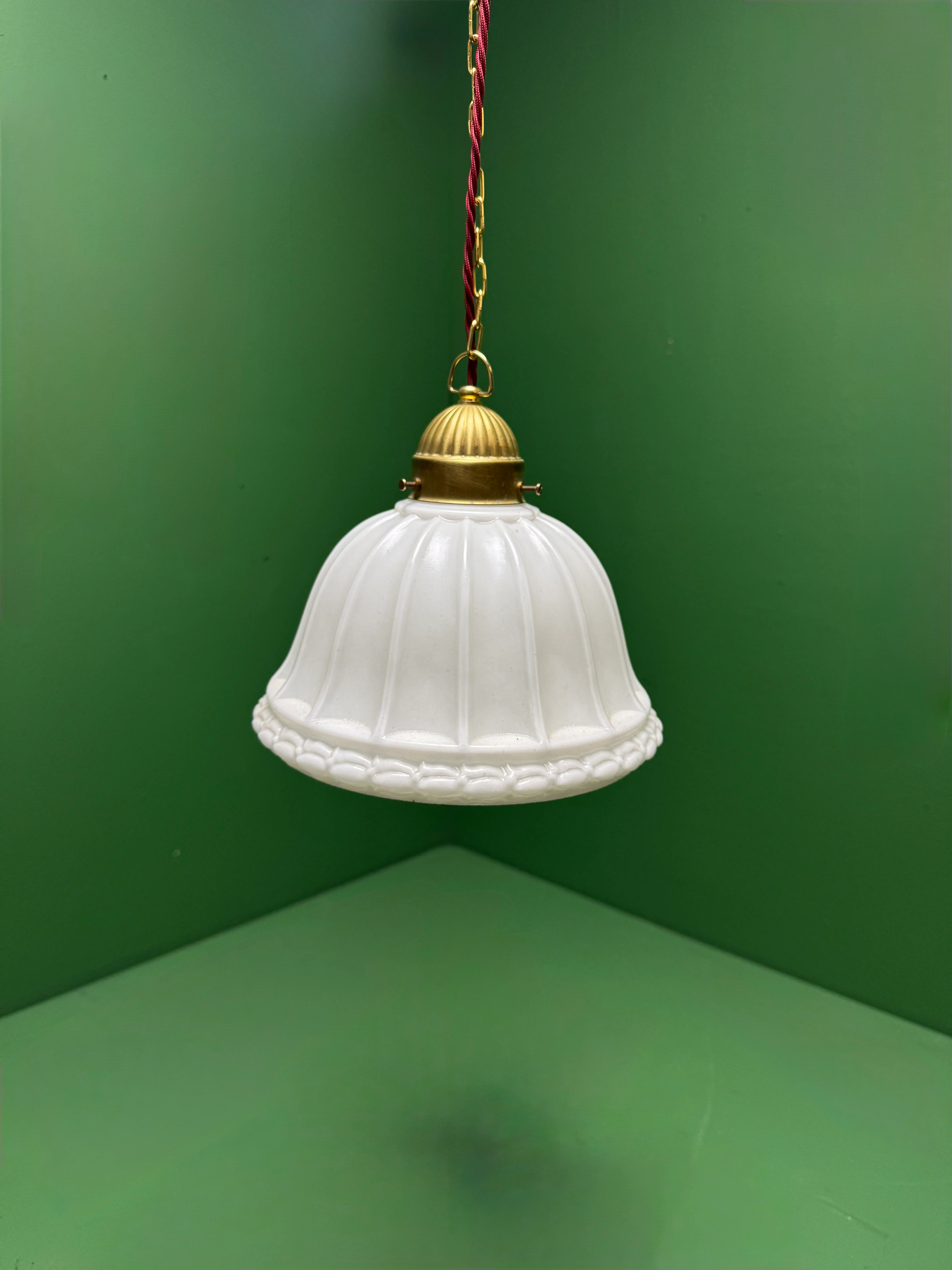 1920s Opal Glass Pendant Light - Image 3