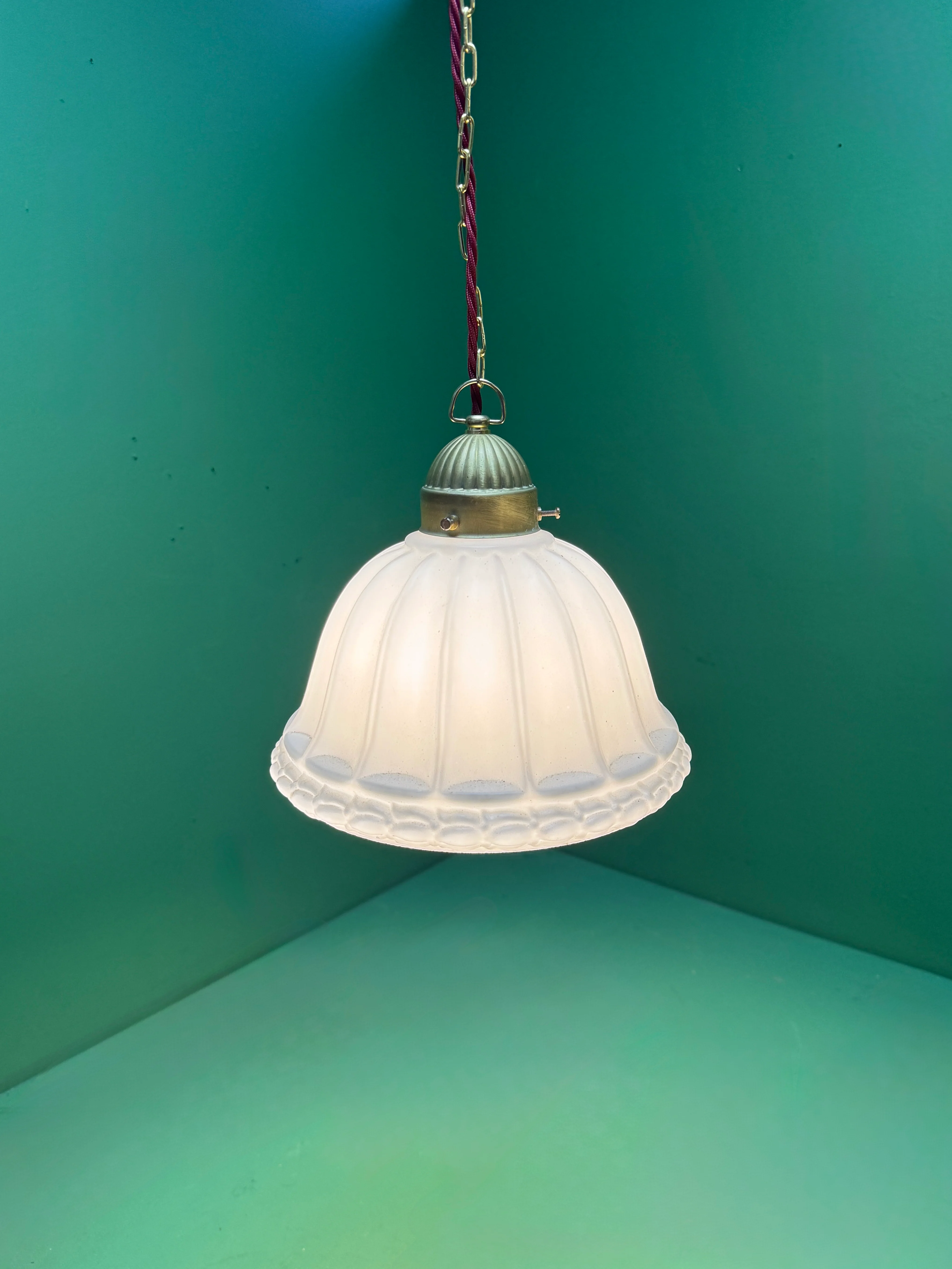 1920s Opal Glass Pendant Light - Image 4