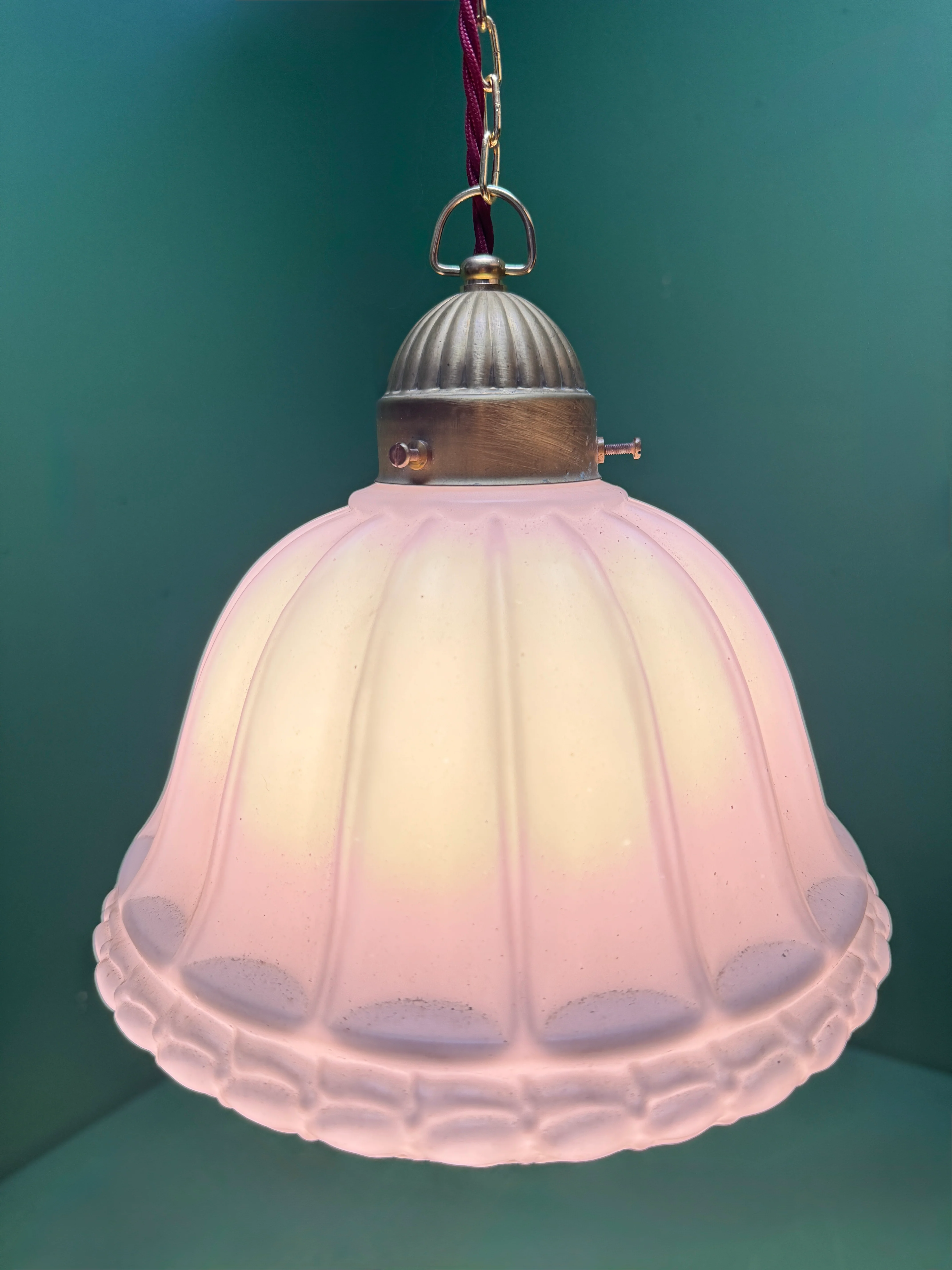 1920s Opal Glass Pendant Light - Image 6