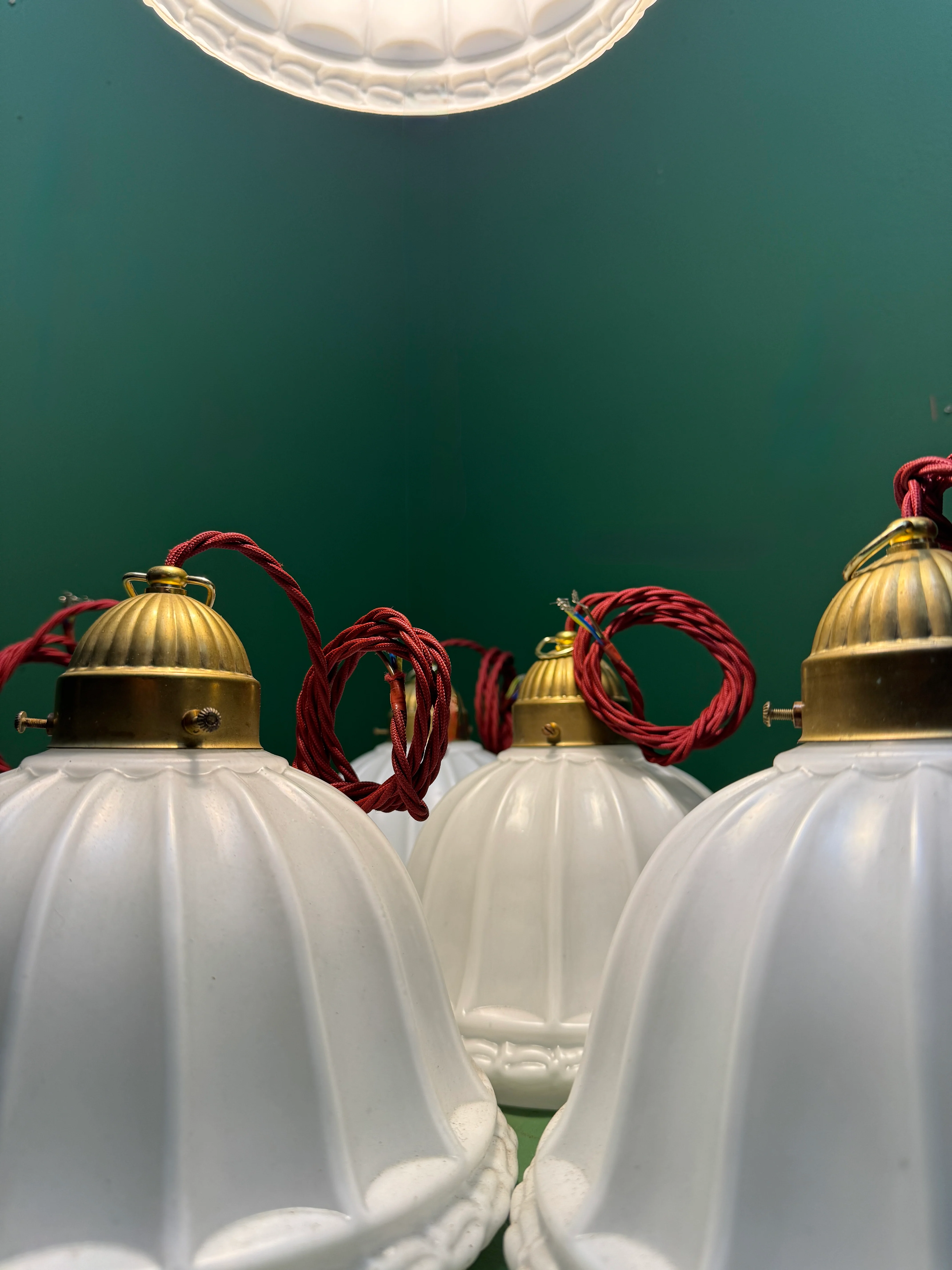 1920s Opal Glass Pendant Light - Image 9