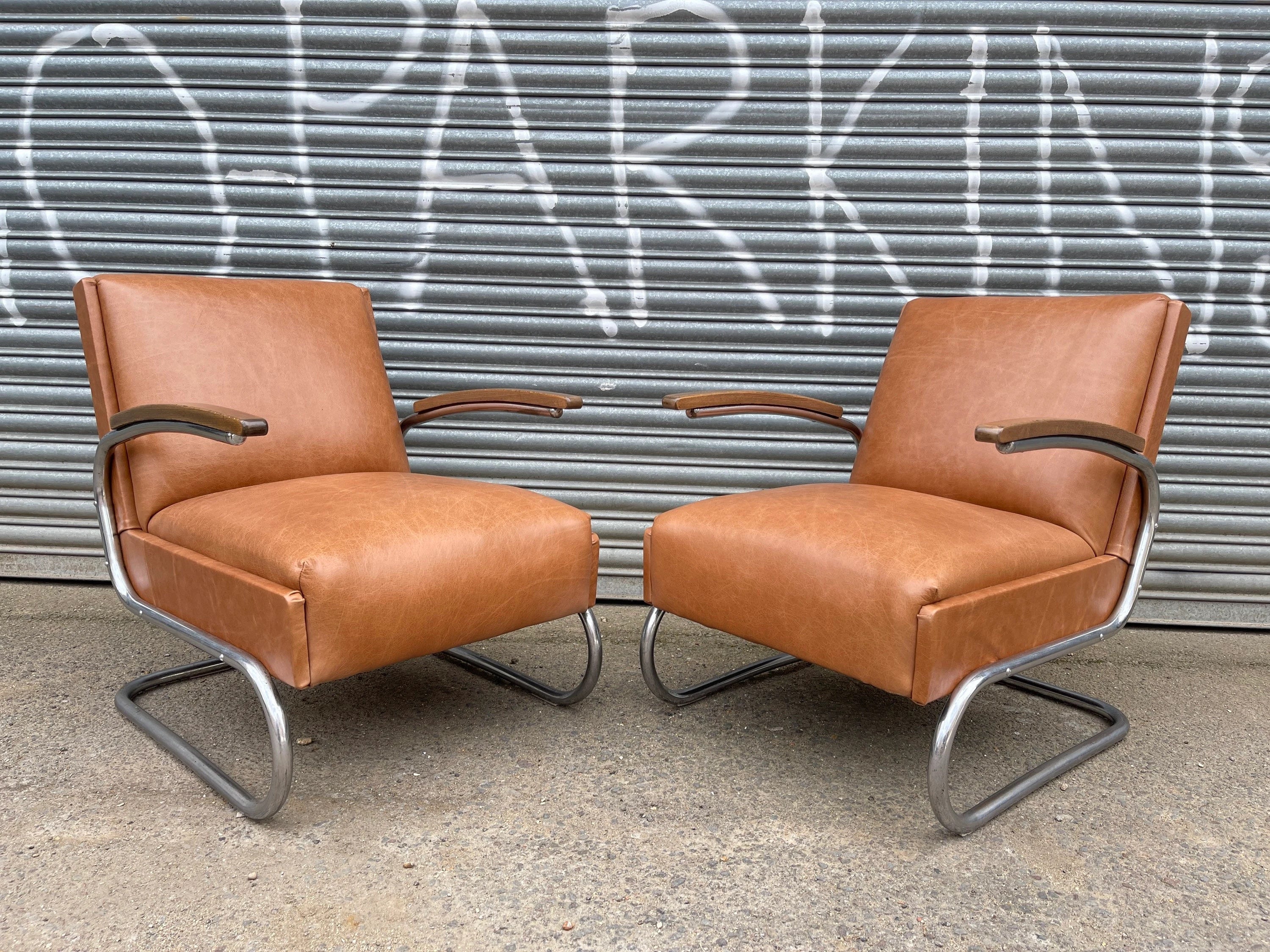 1930s Pair Of Bauhaus Armchairs By W H Gispen For Mücke Melder / Thonet S-411
