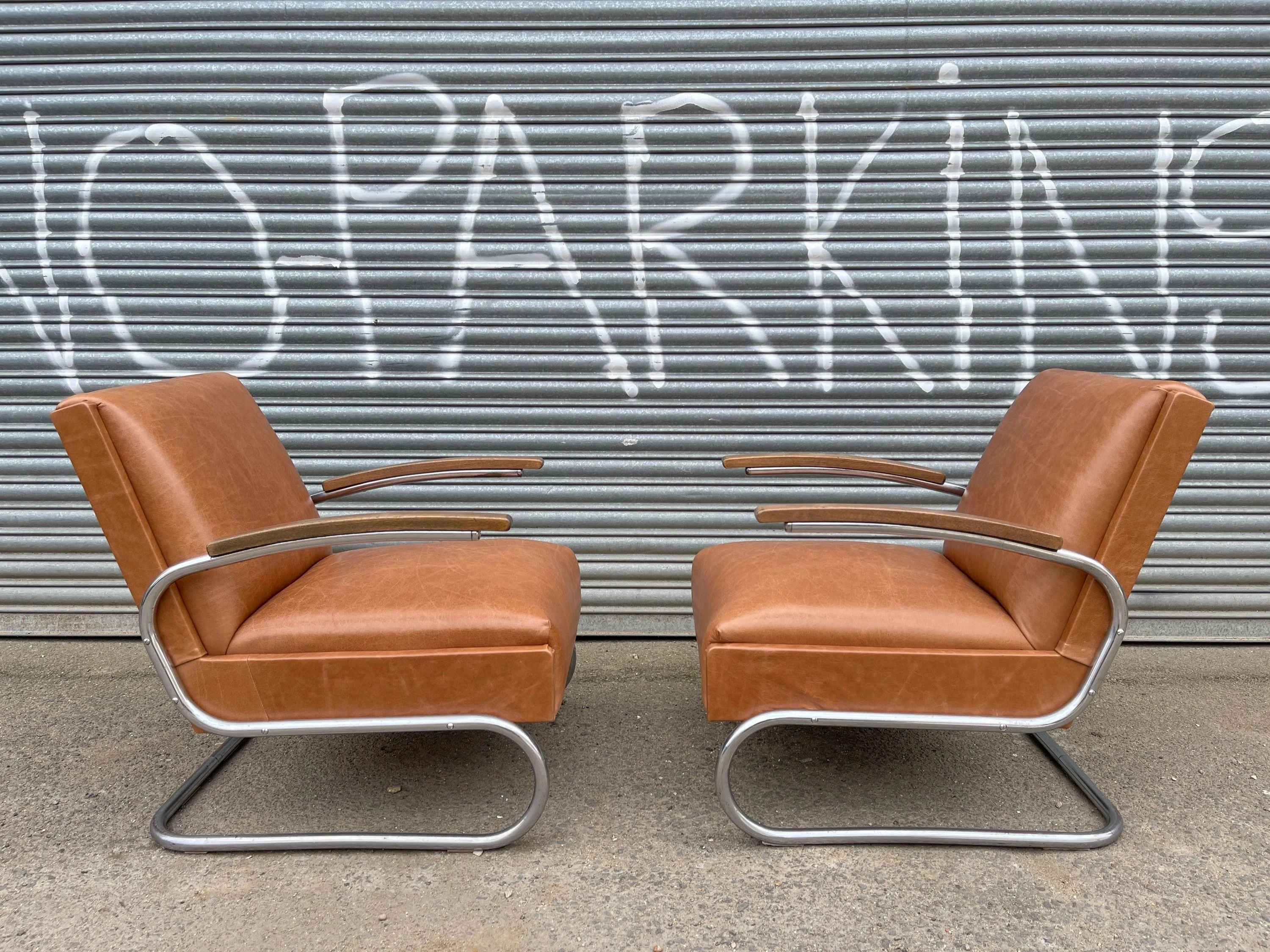 1930s Pair Of Bauhaus Armchairs By W H Gispen For Mücke Melder / Thonet S-411 - Image 2