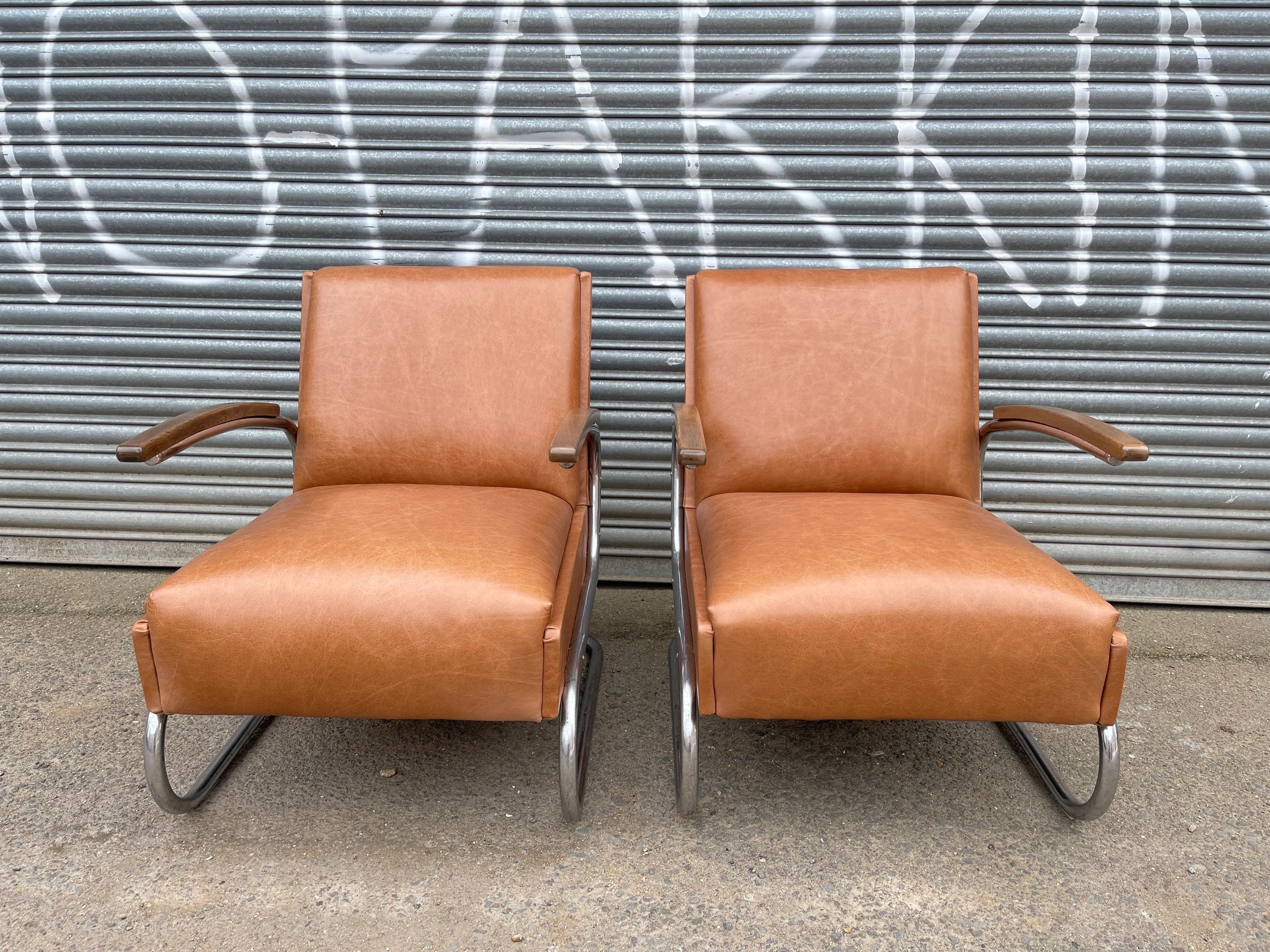 1930s Pair Of Bauhaus Armchairs By W H Gispen For Mücke Melder / Thonet S-411 - Image 3