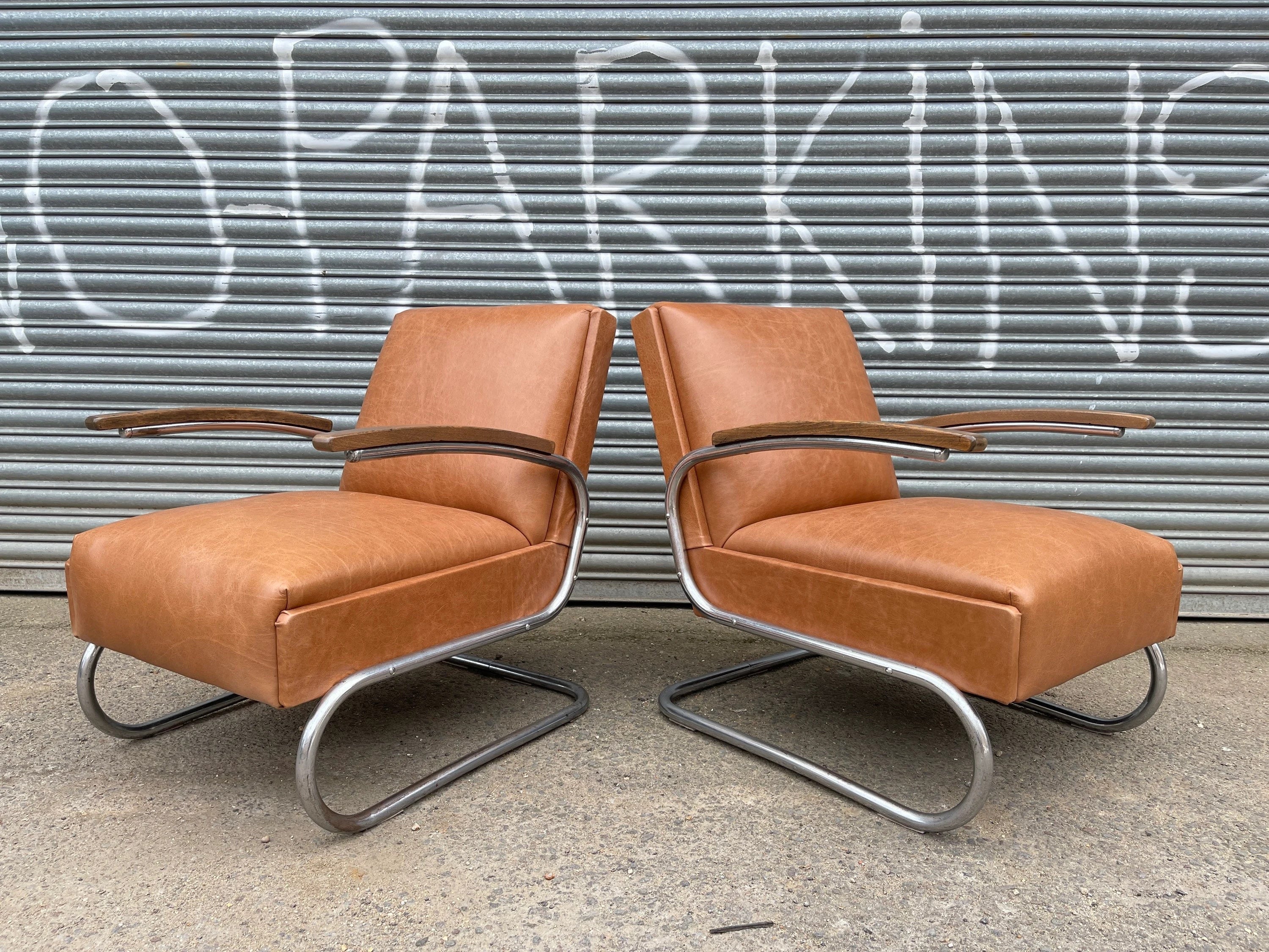 1930s Pair Of Bauhaus Armchairs By W H Gispen For Mücke Melder / Thonet S-411 - Image 4