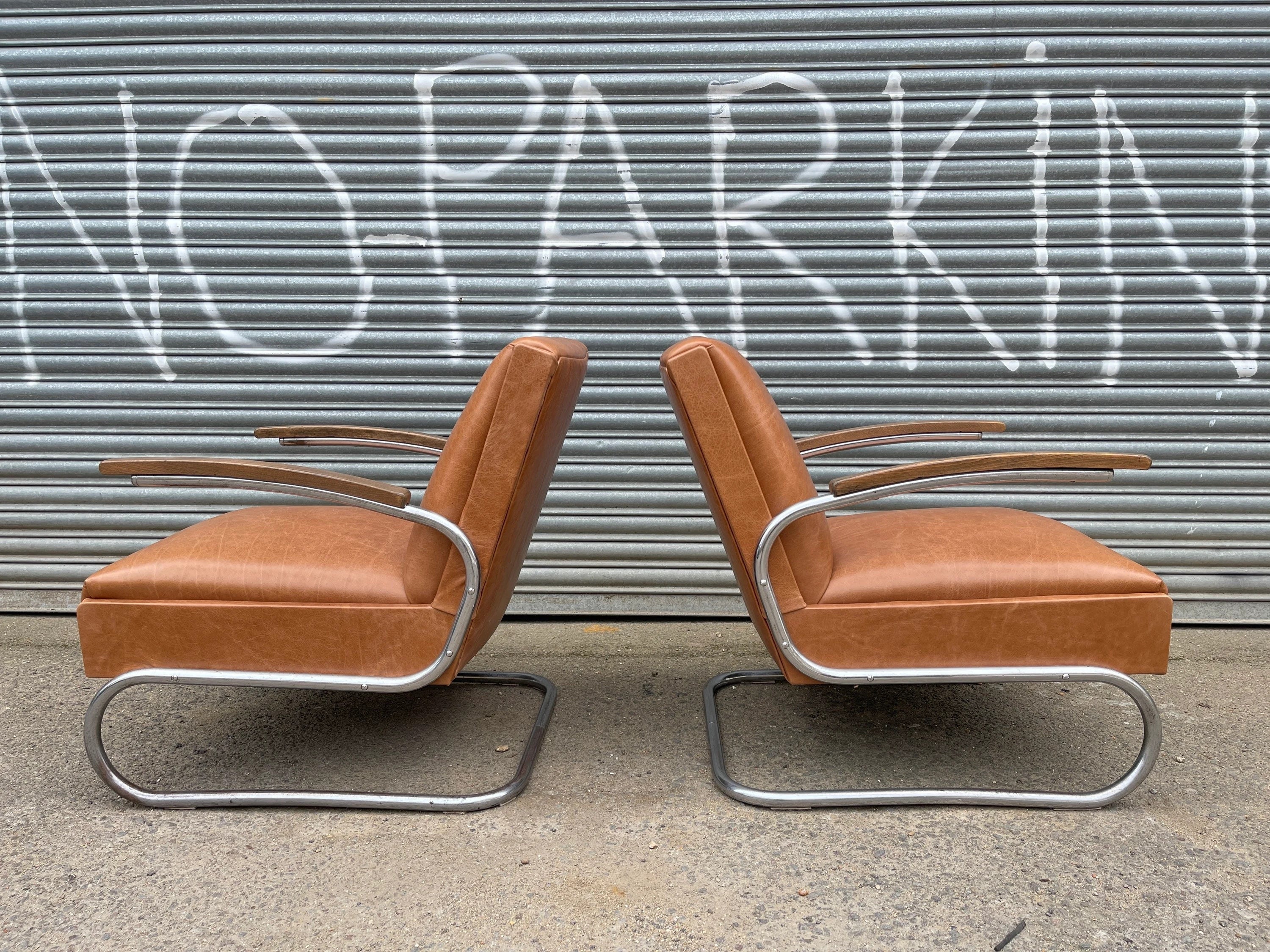 1930s Pair Of Bauhaus Armchairs By W H Gispen For Mücke Melder / Thonet S-411 - Image 5