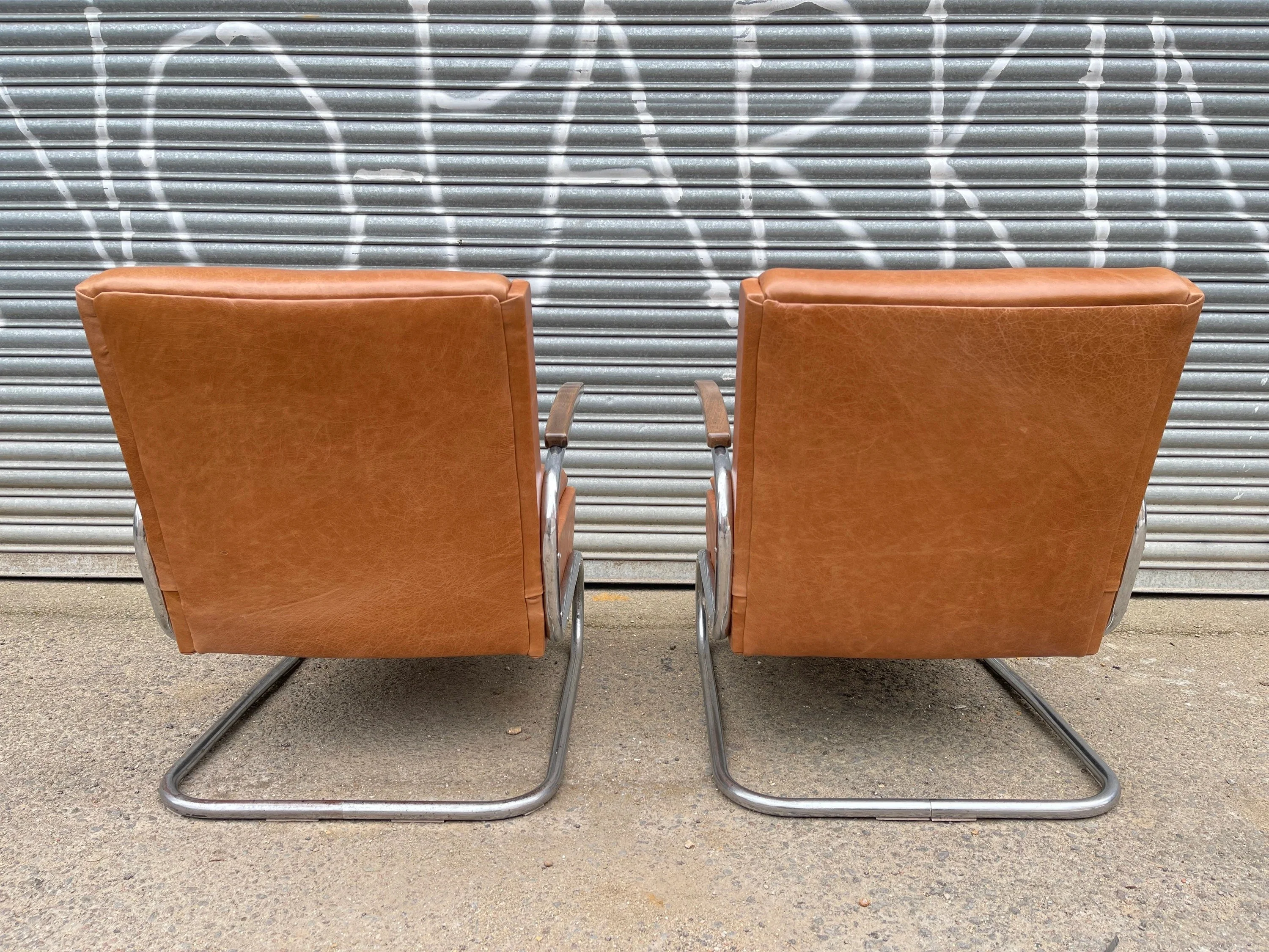 1930s Pair Of Bauhaus Armchairs By W H Gispen For Mücke Melder / Thonet S-411 - Image 6