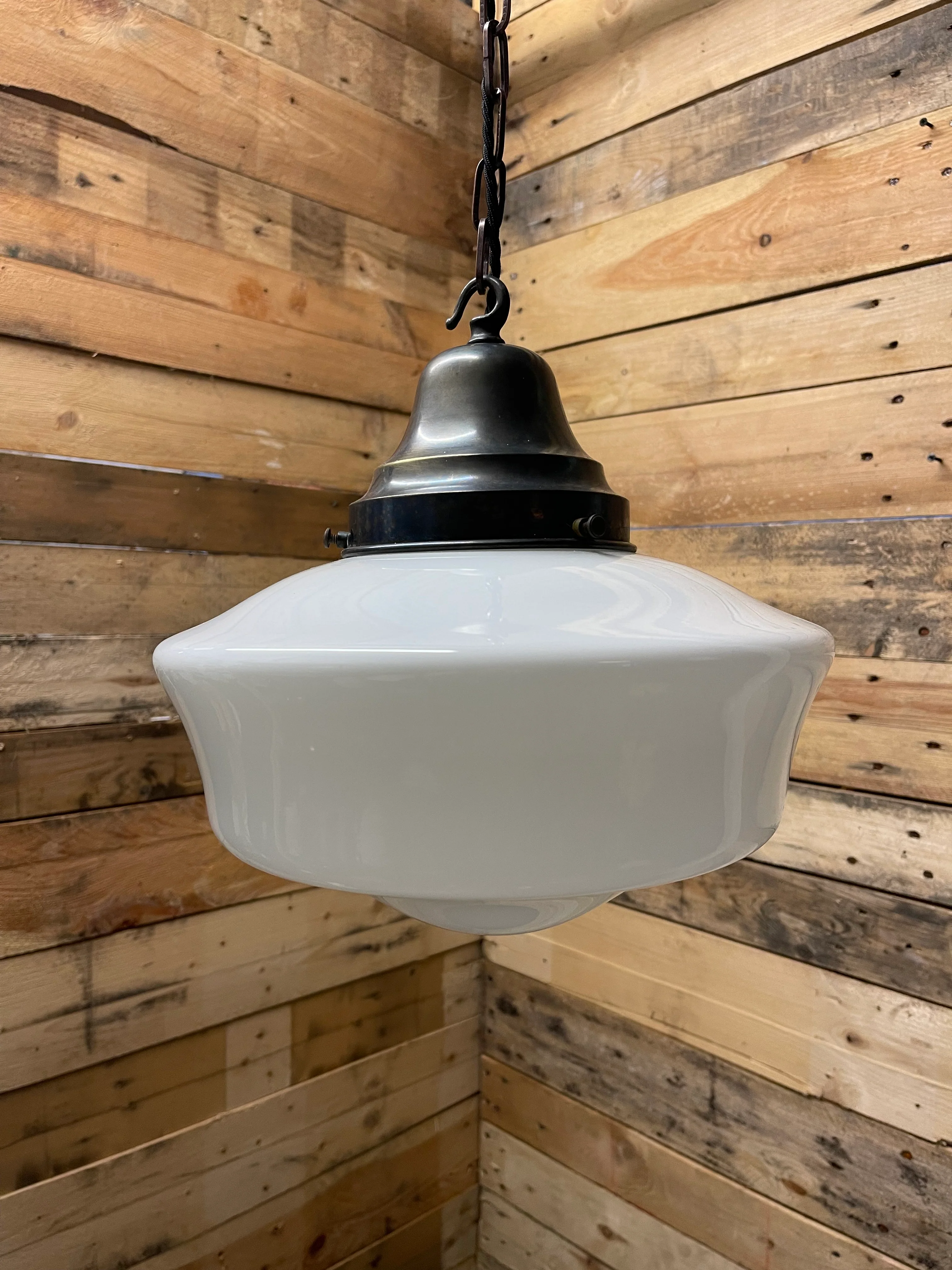 1930s British Made Opaline Pendant Light