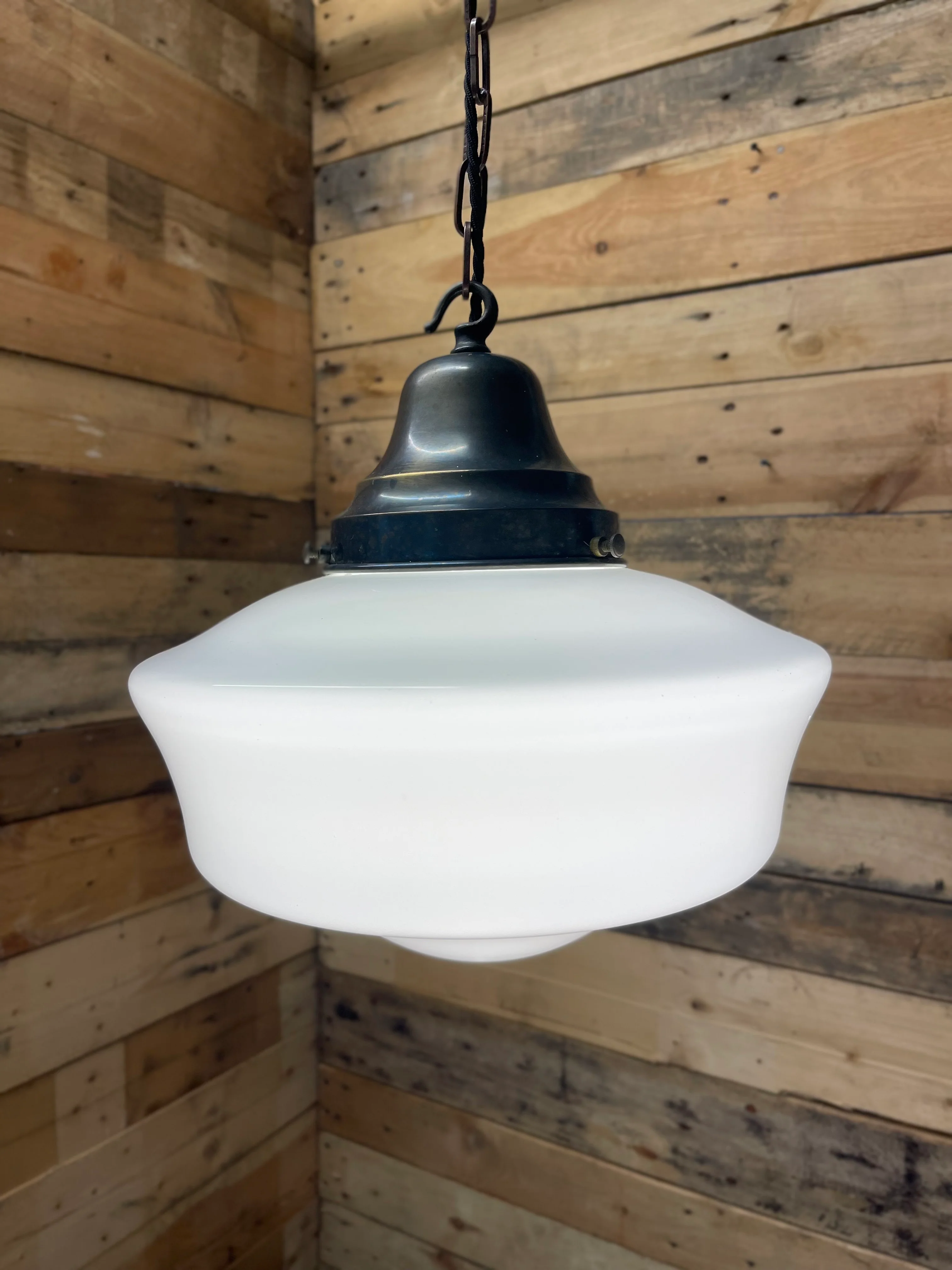 1930s British Made Opaline Pendant Light - Image 2