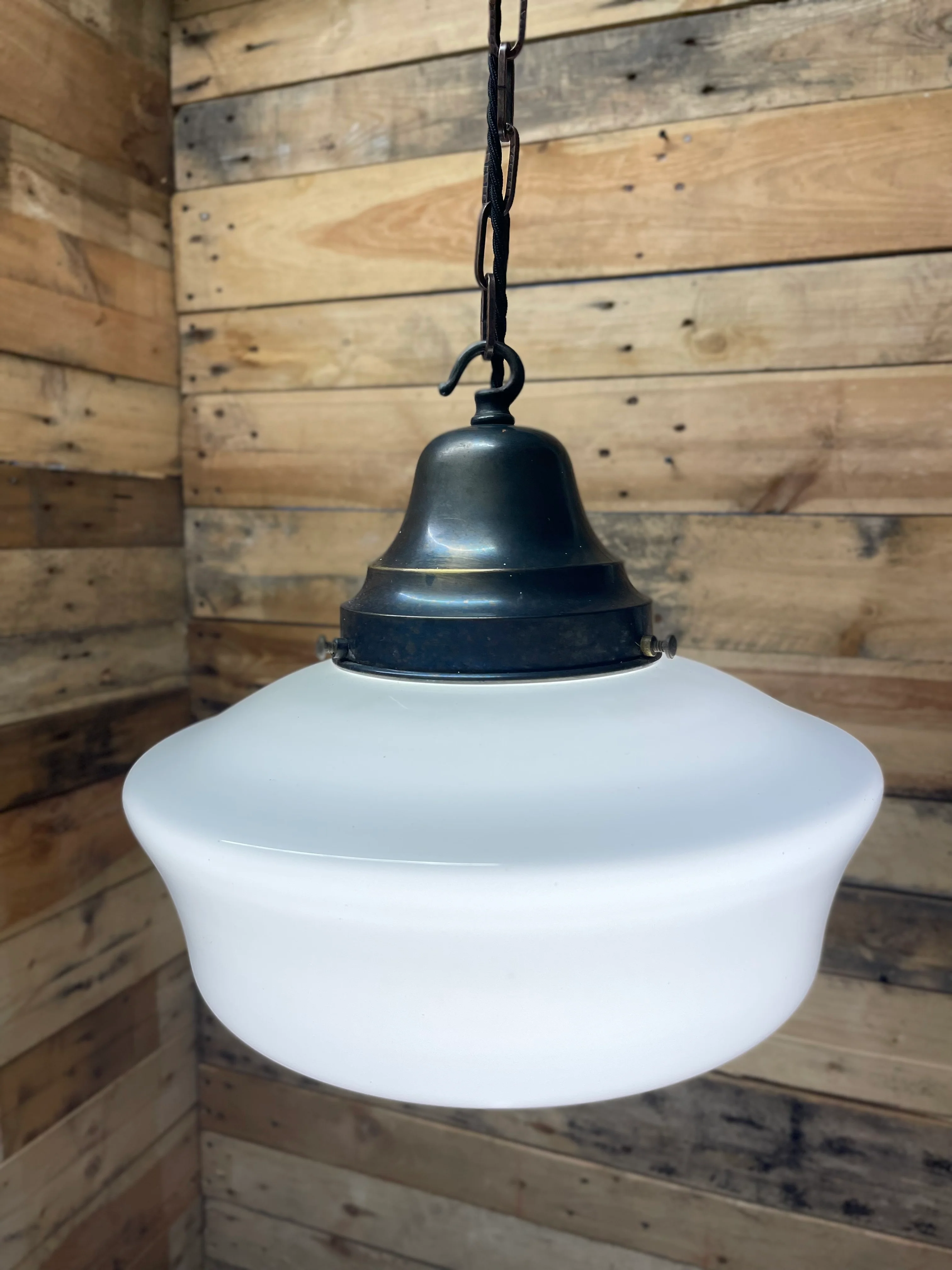 1930s British Made Opaline Pendant Light - Image 6