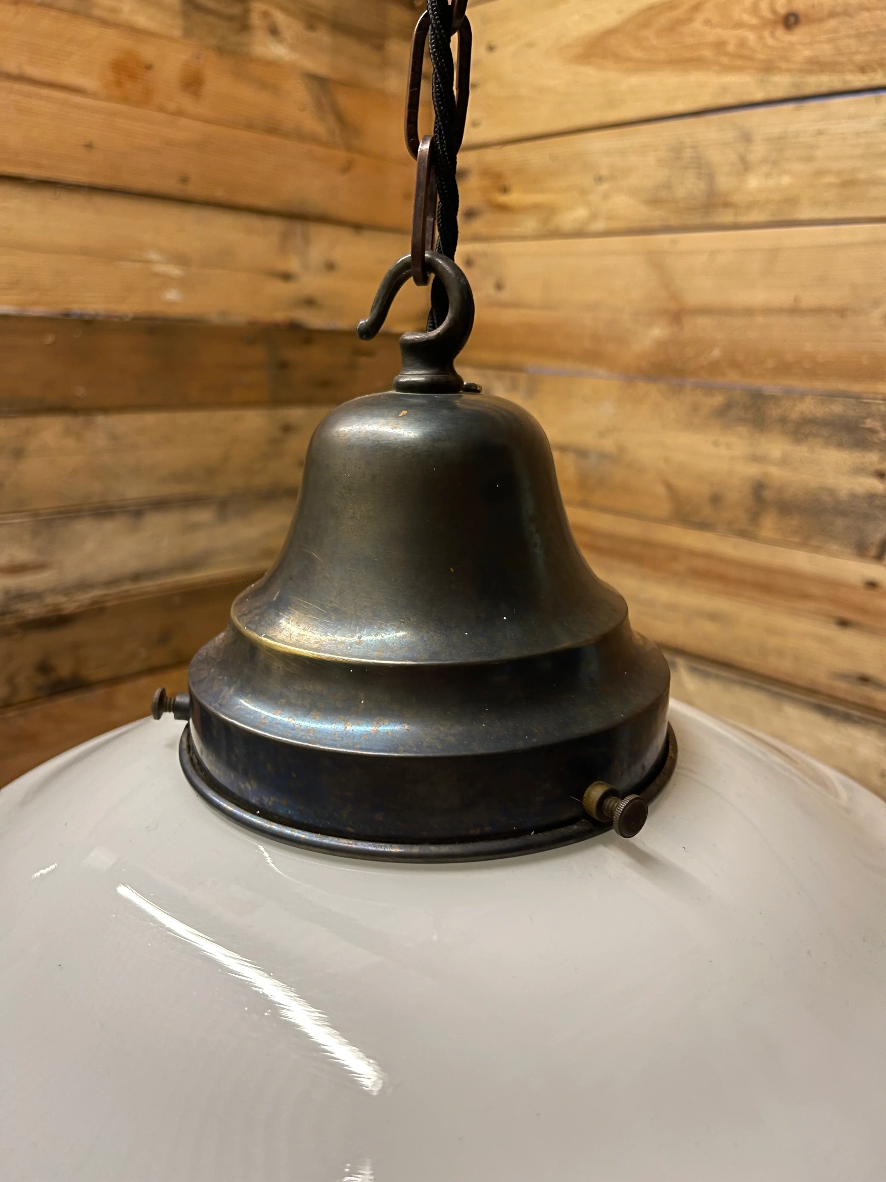 1930s British Made Opaline Pendant Light - Image 9