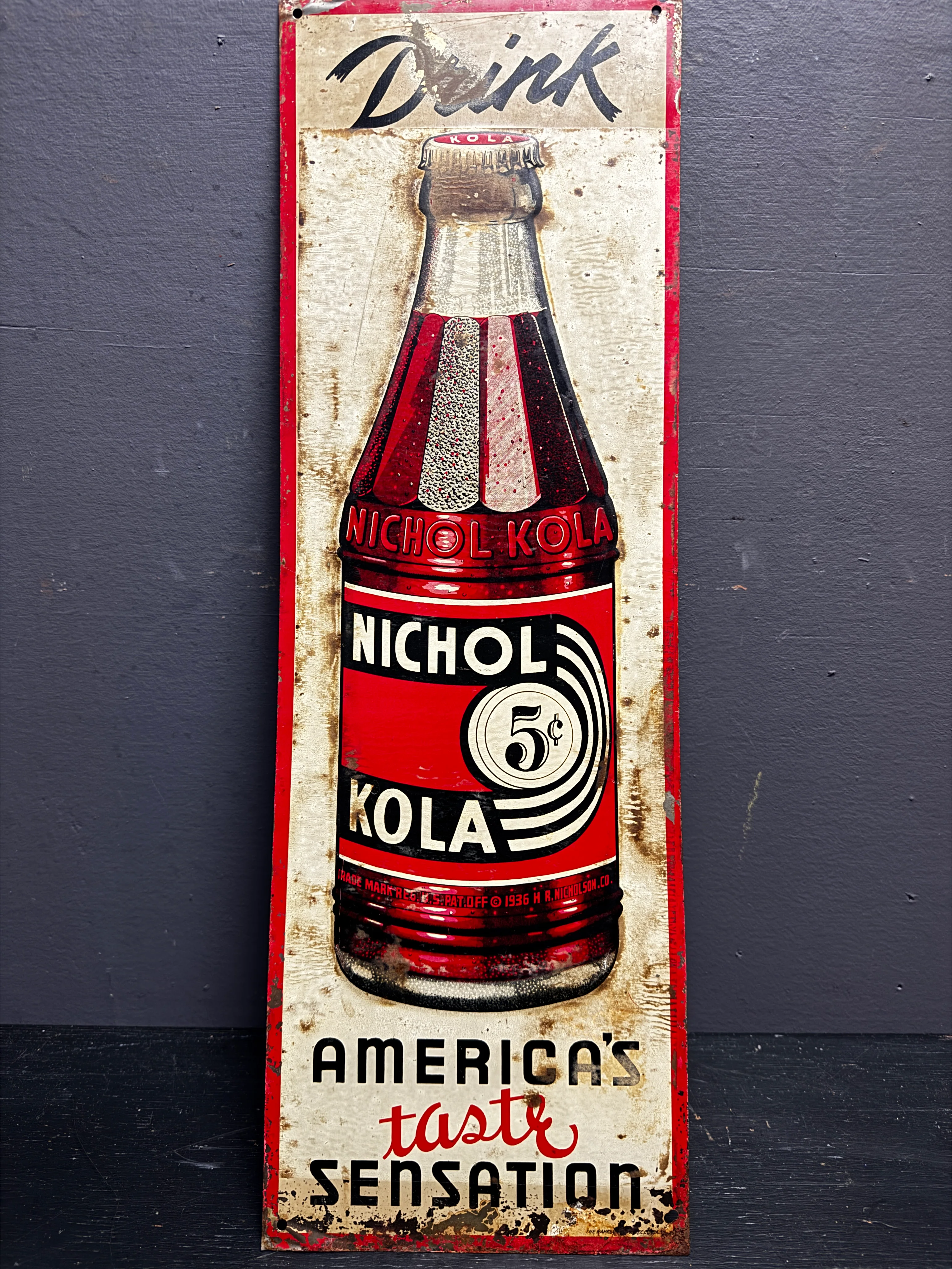 1930s Nichol Kola Embossed Tin Advertising Sign - Image 2