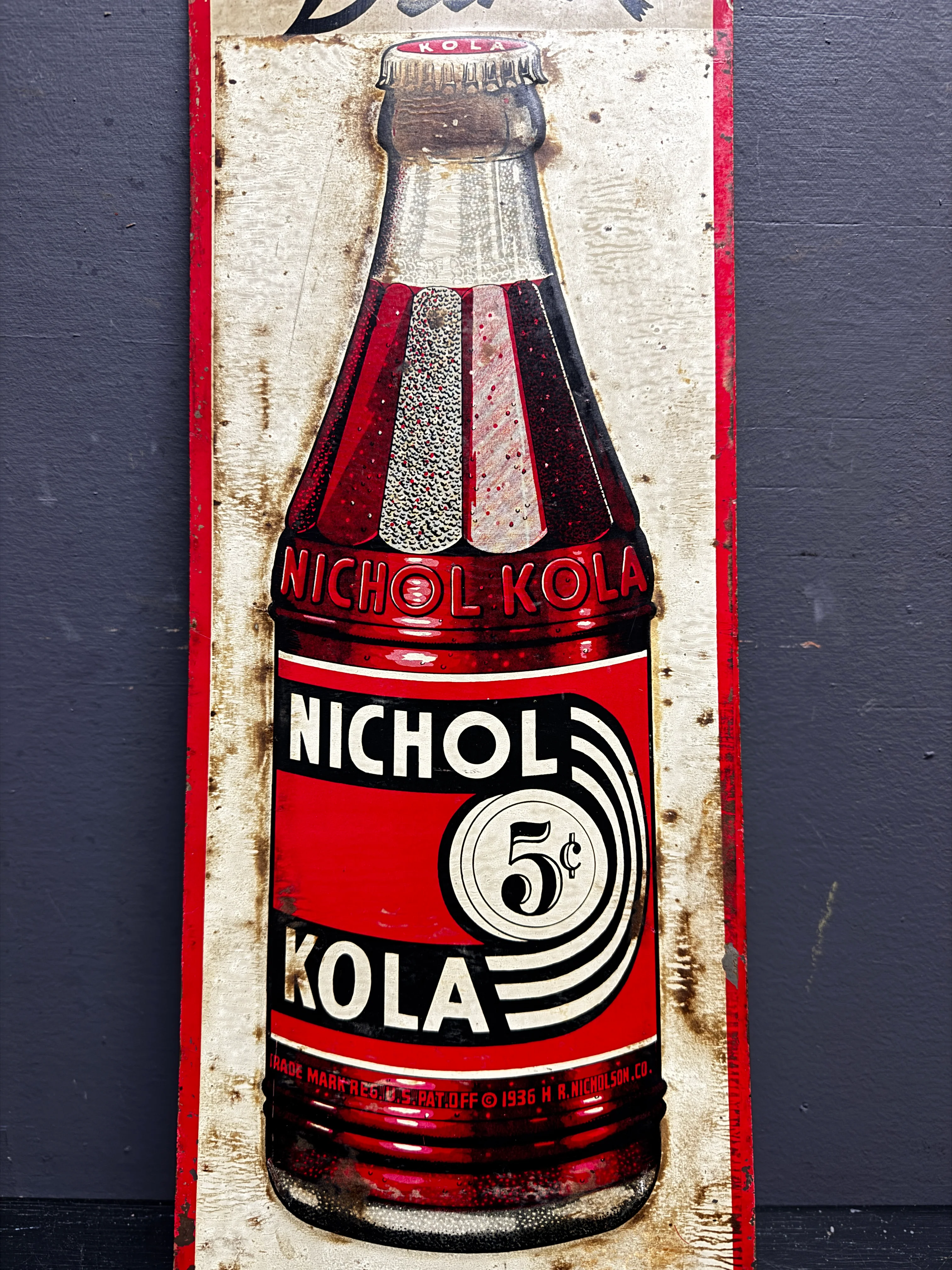 1930s Nichol Kola Embossed Tin Advertising Sign - Image 3