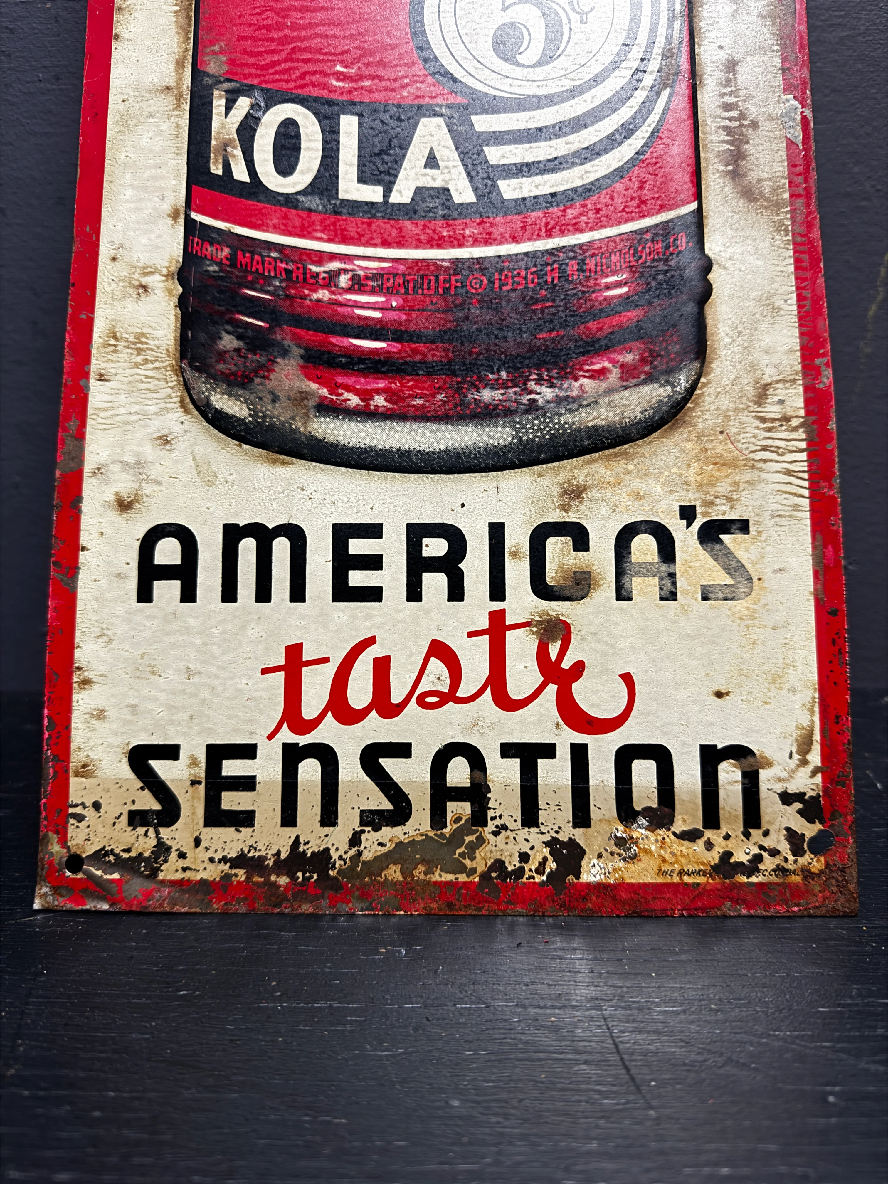 1930s Nichol Kola Embossed Tin Advertising Sign - Image 6