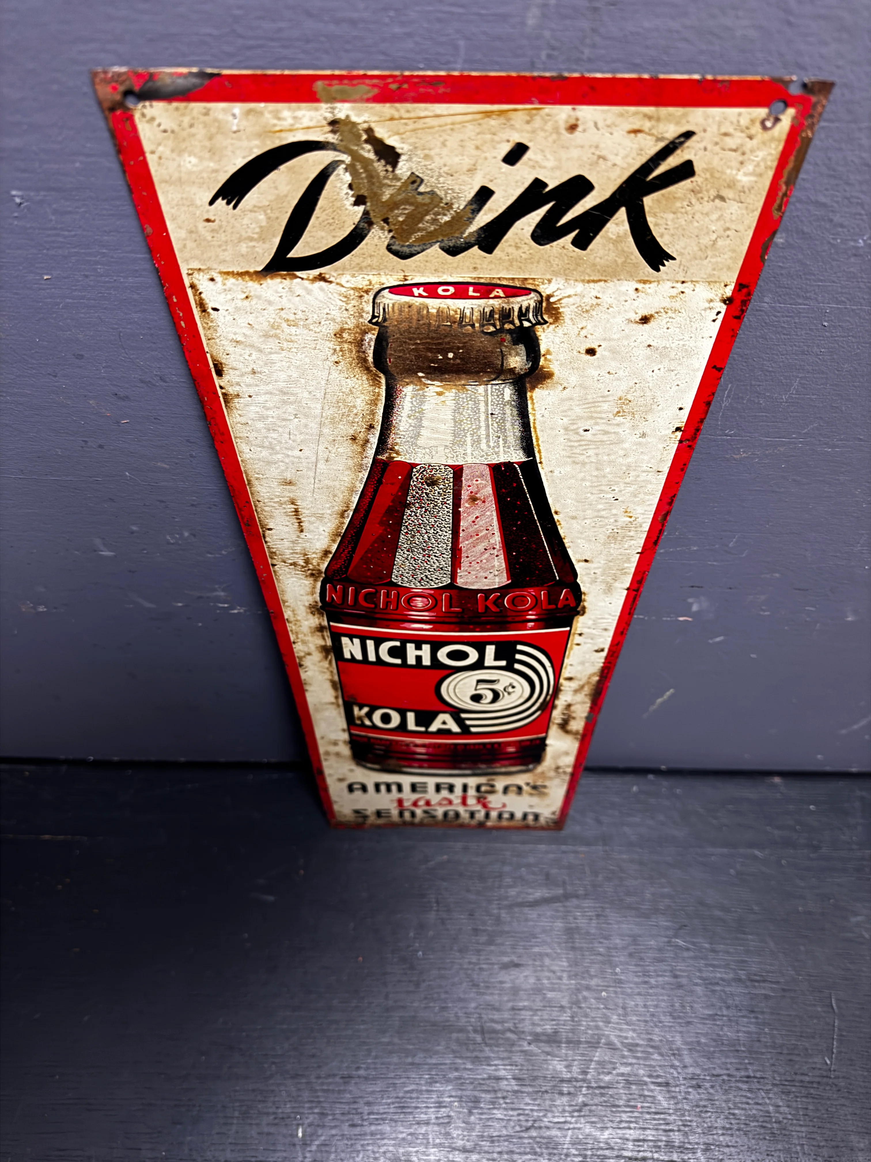 1930s Nichol Kola Embossed Tin Advertising Sign - Image 8