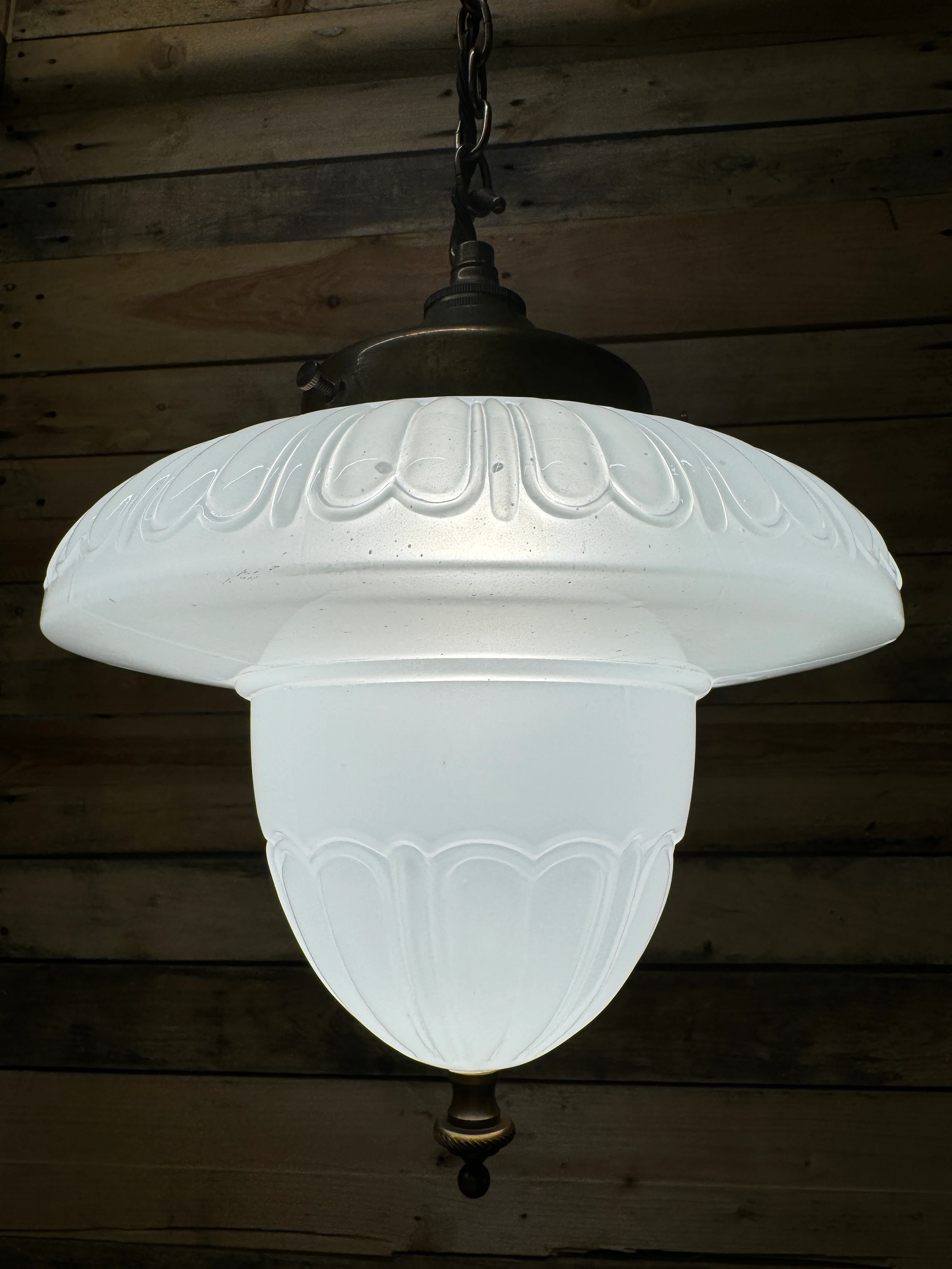 1930s Opaline Pendant Light Bencolite By Benjamin Electrics - Image 5