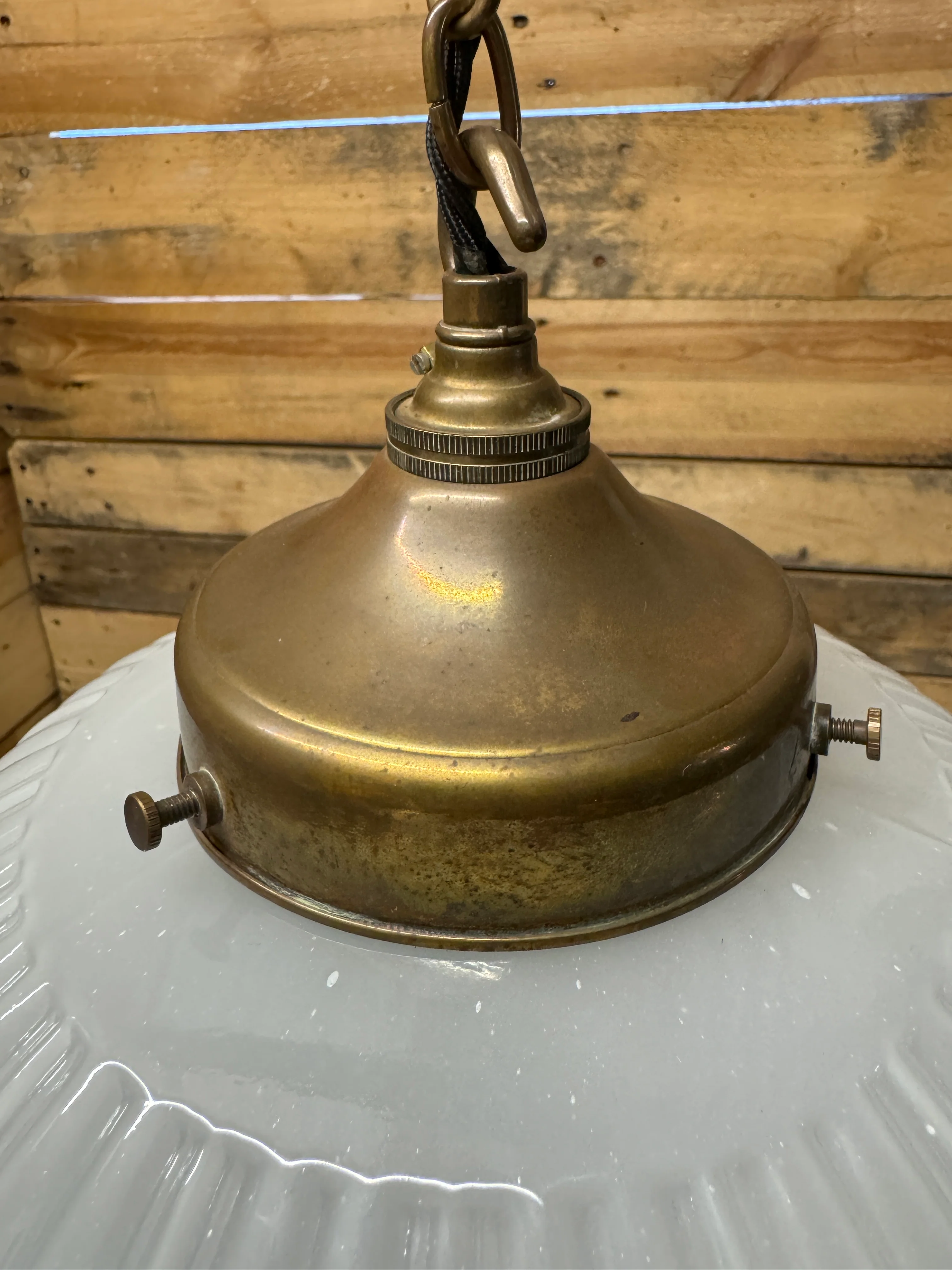 1930s Opaline Pendant Light Bencolite By Benjamin Electrics - Image 6