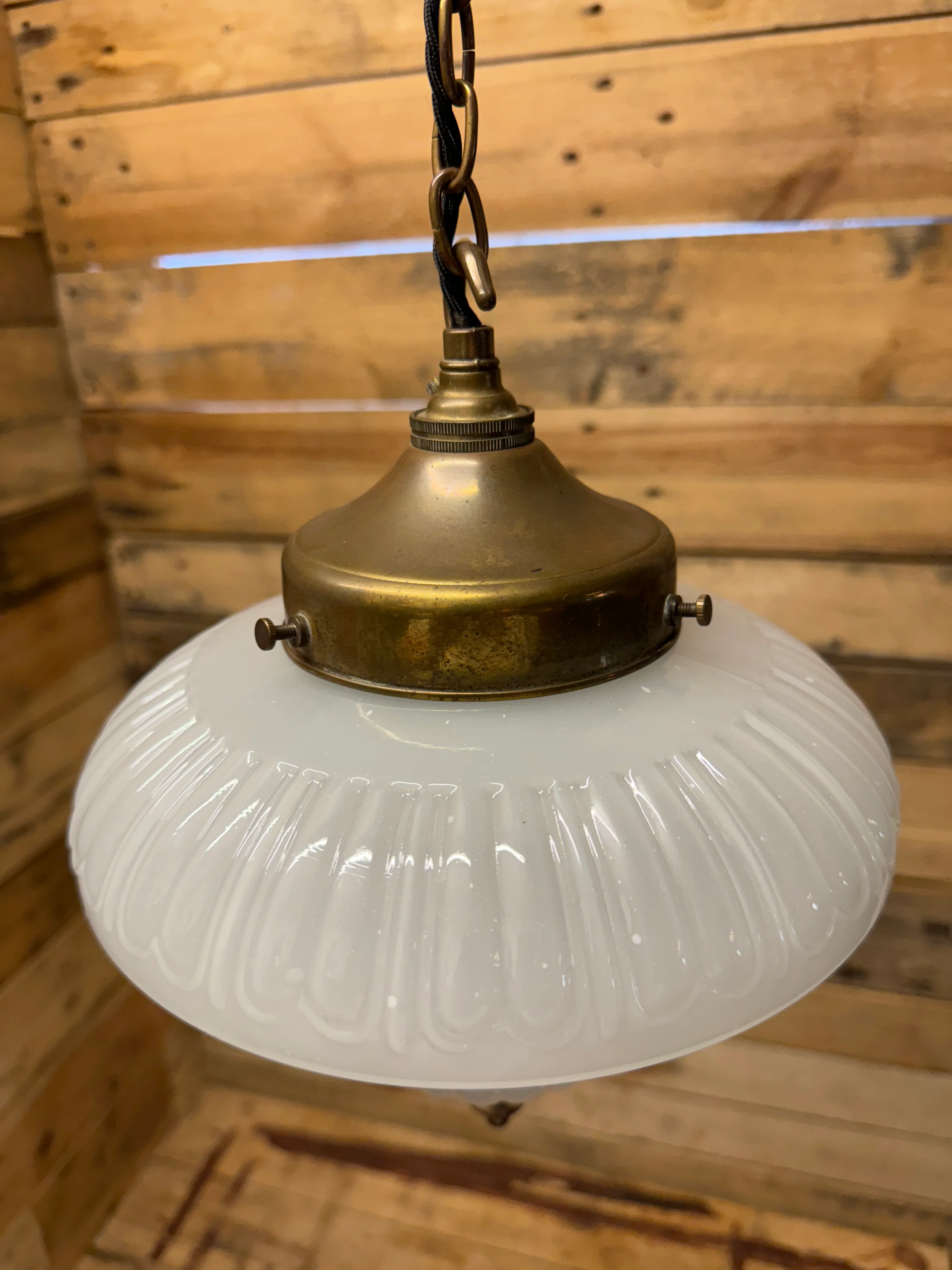 1930s Opaline Pendant Light Bencolite By Benjamin Electrics - Image 7