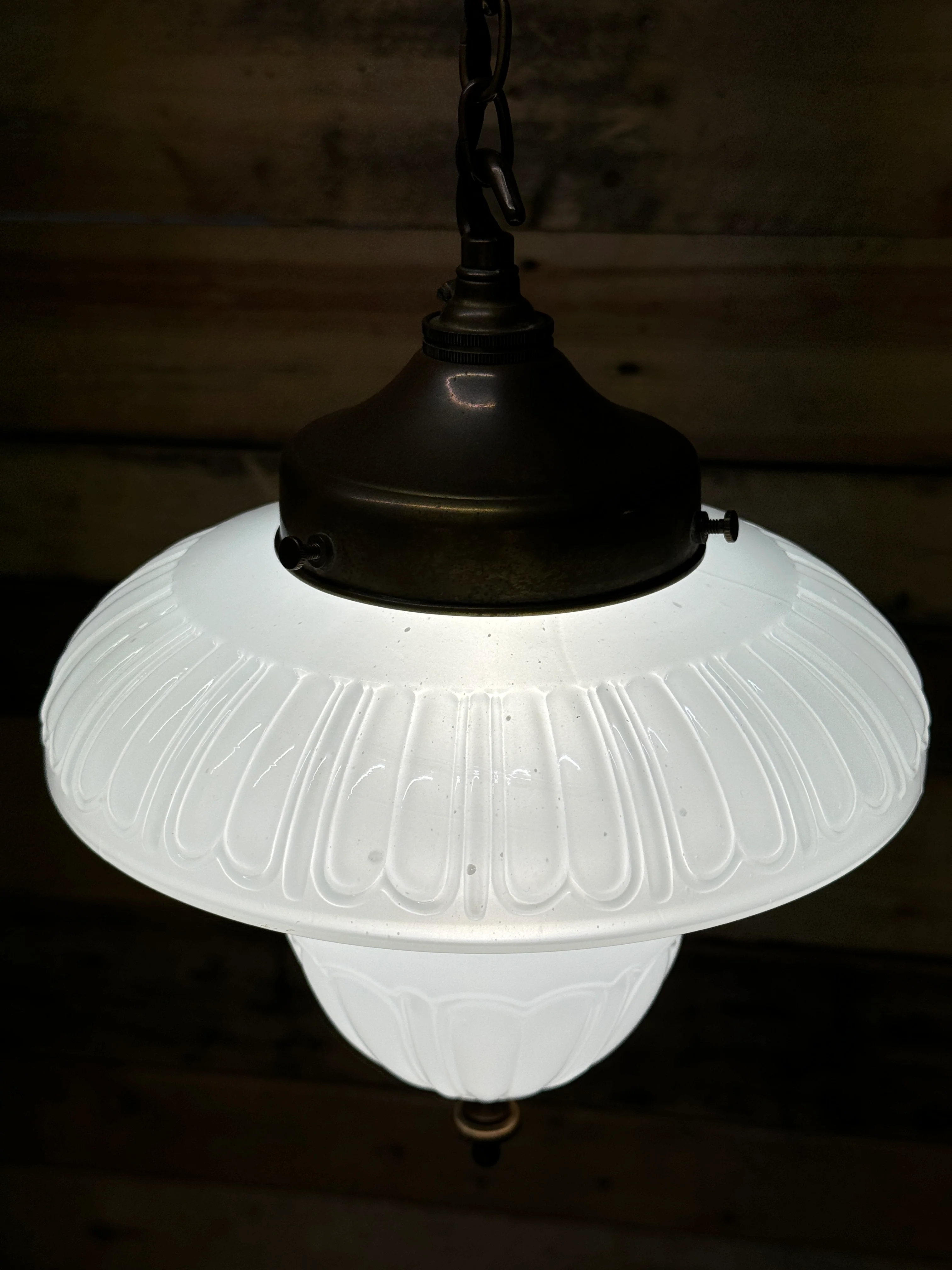 1930s Opaline Pendant Light Bencolite By Benjamin Electrics - Image 8