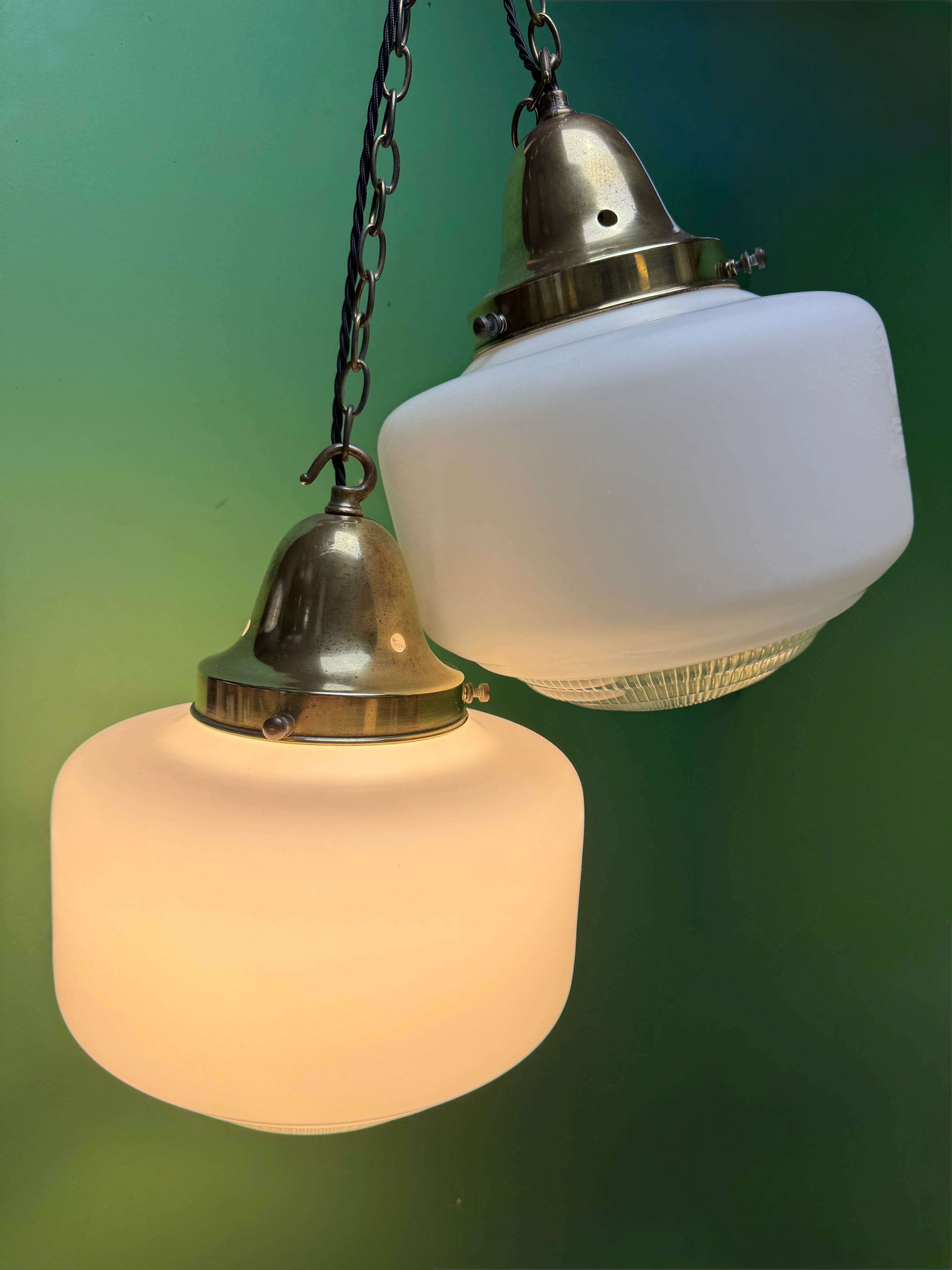 1930s Opaline Pendant Lights With Original Diffusers - Image 2