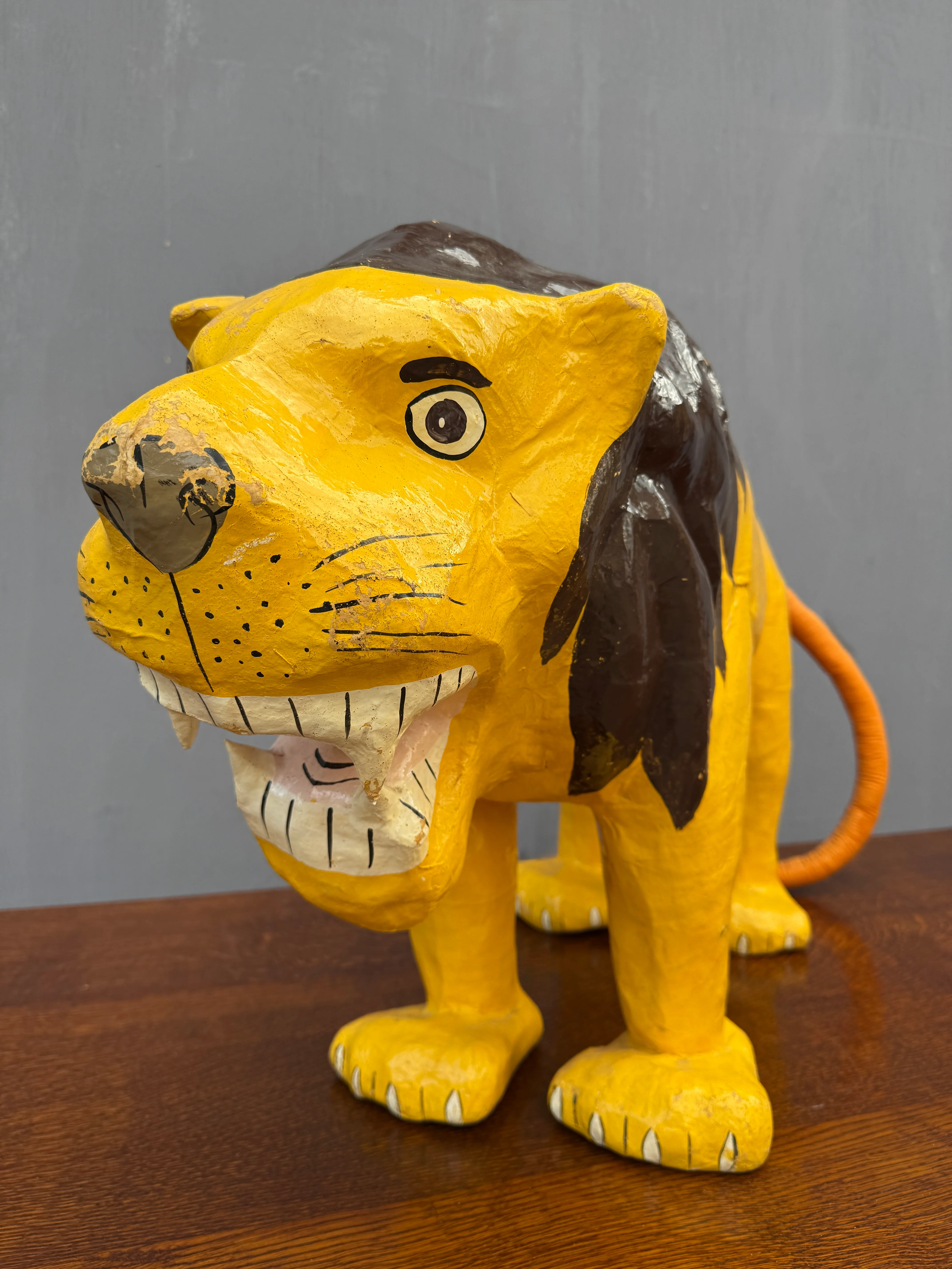1930s Paper Mache Fireside Lion - Image 2