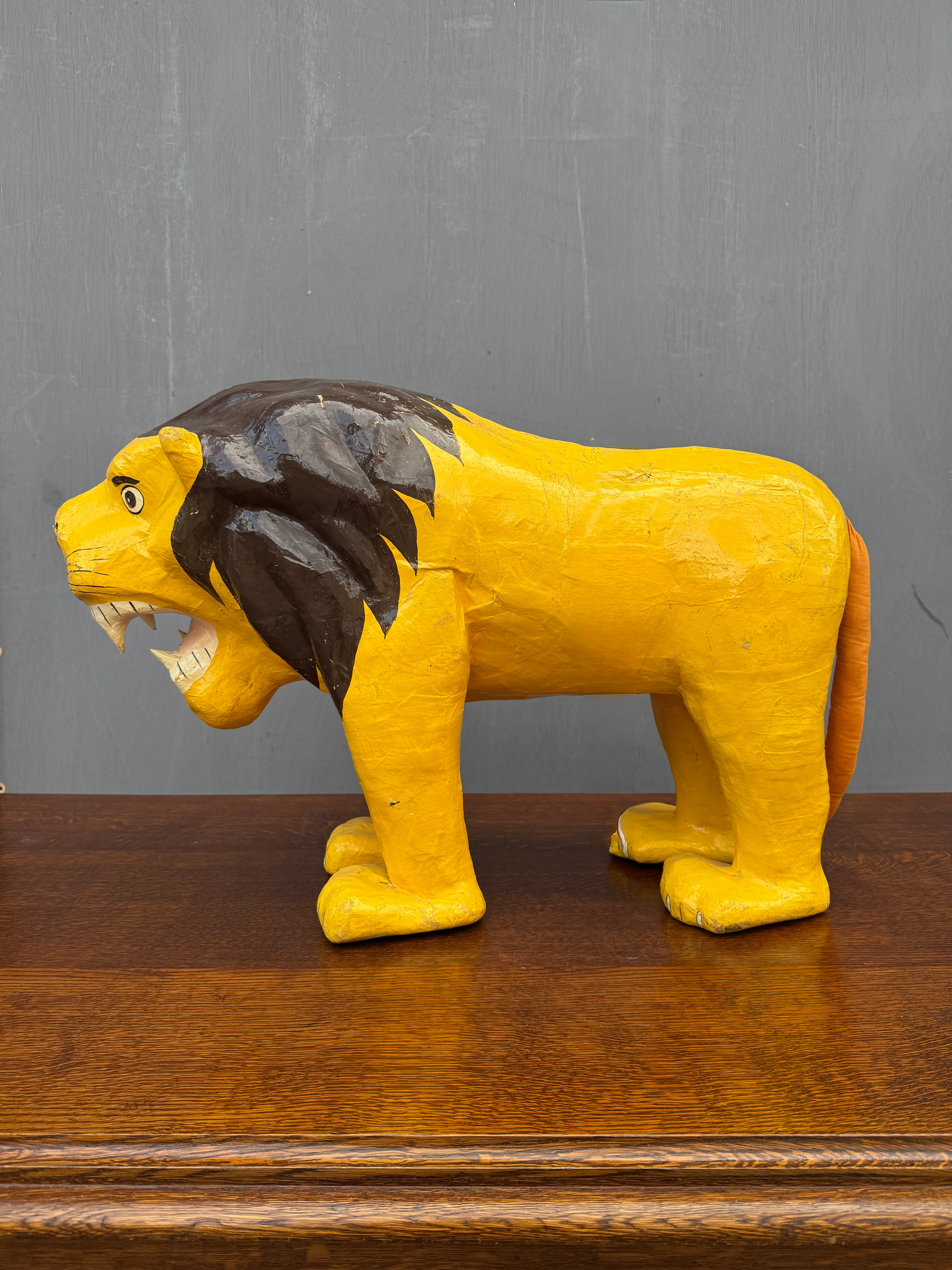 1930s Paper Mache Fireside Lion - Image 3