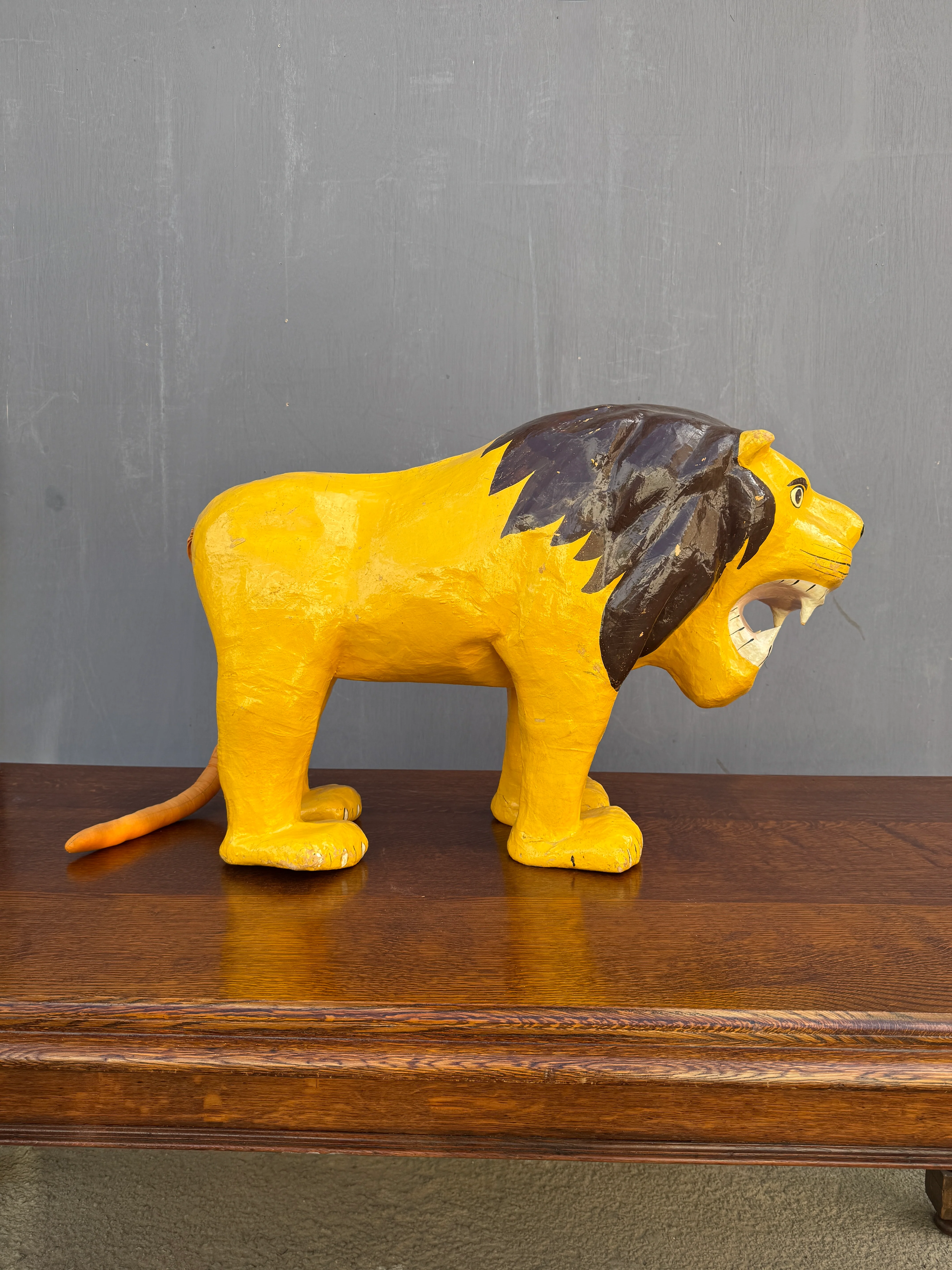 1930s Paper Mache Fireside Lion - Image 4