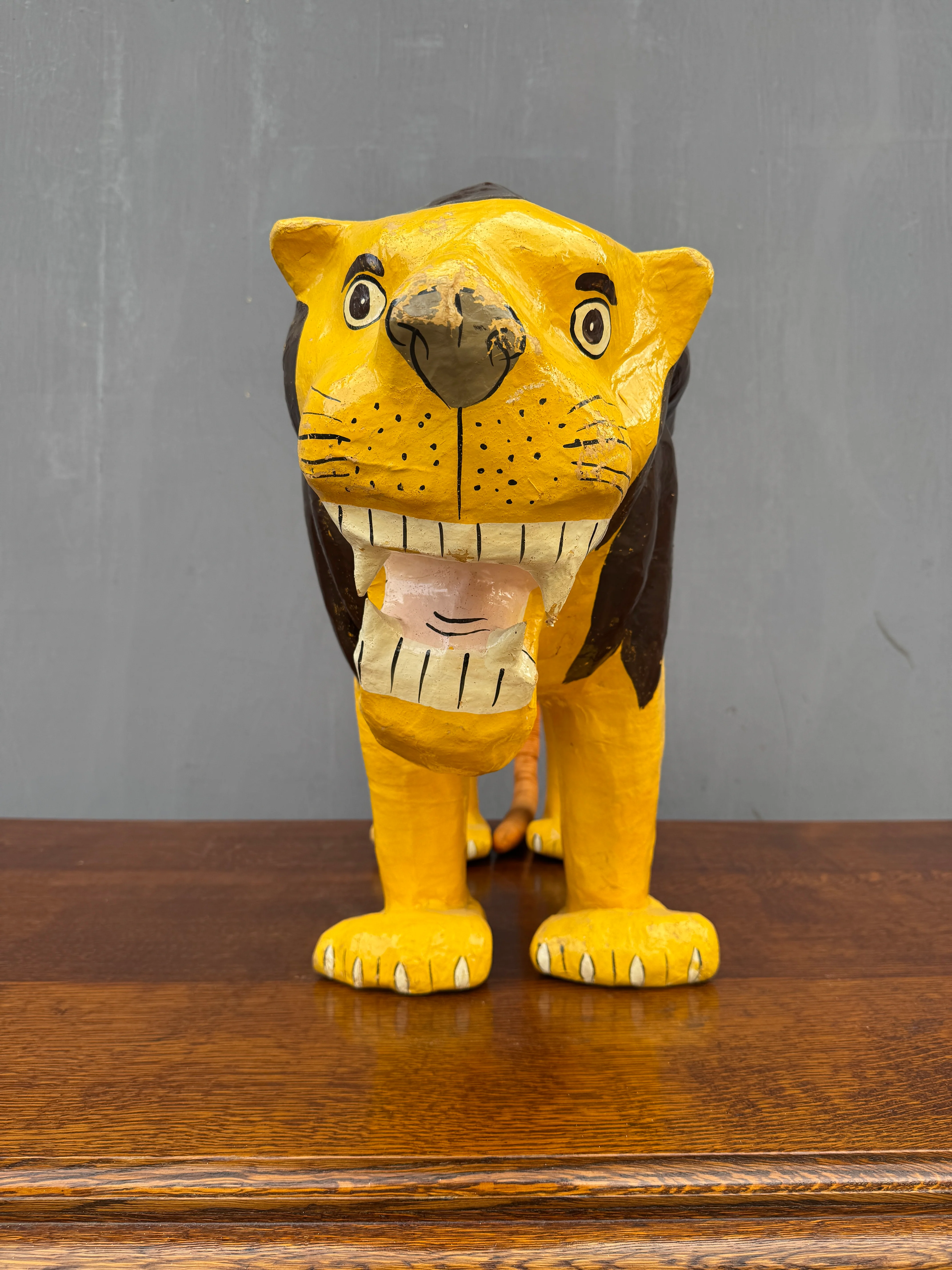 1930s Paper Mache Fireside Lion - Image 5