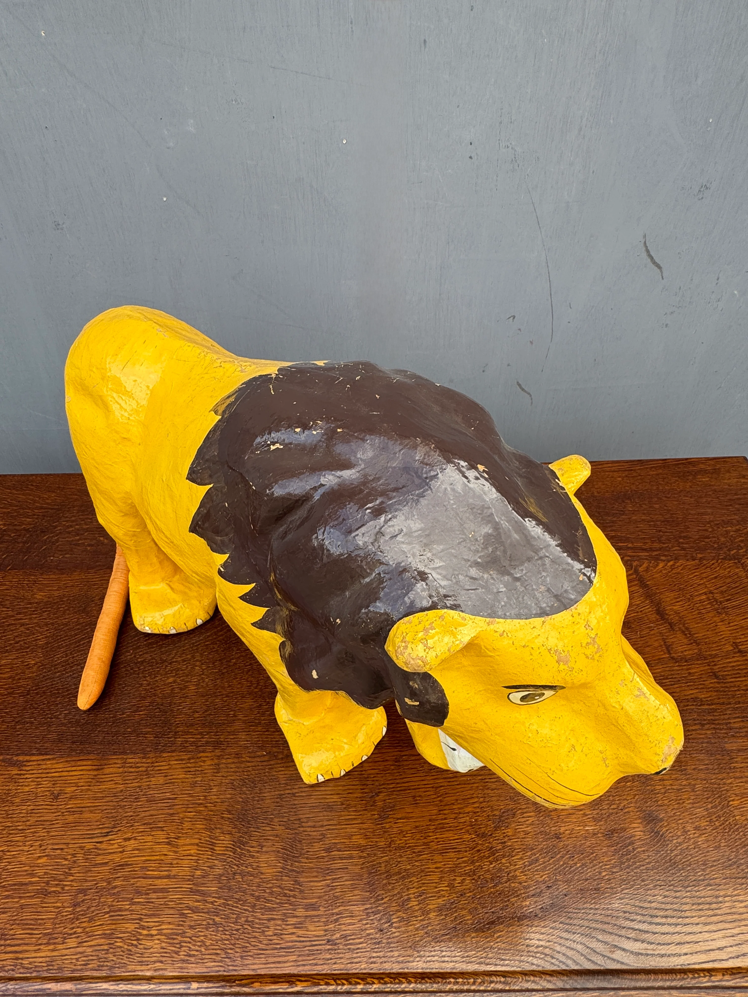 1930s Paper Mache Fireside Lion - Image 8