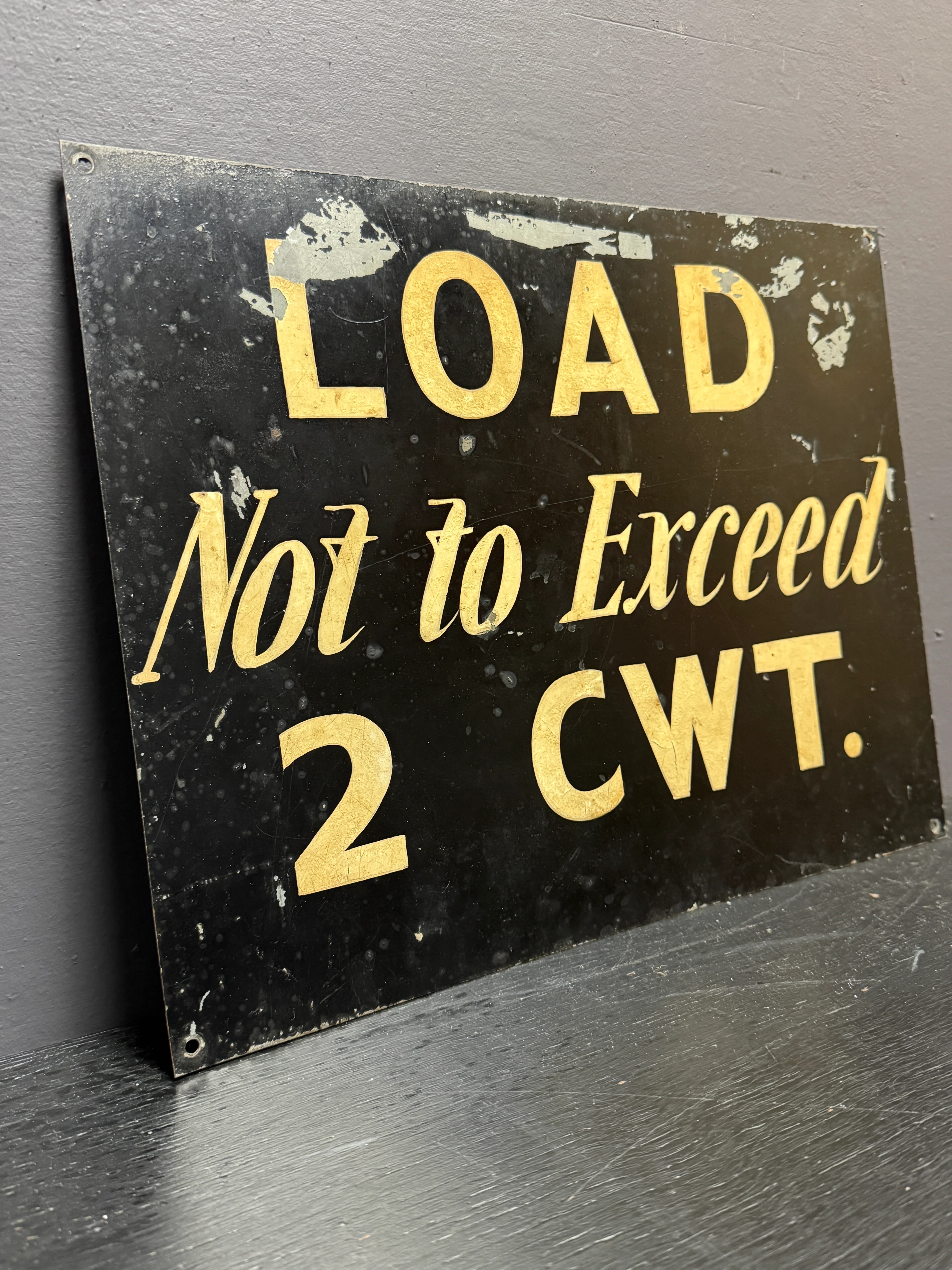 1940s Hand Painted Factory Load Weight Sign - Image 2