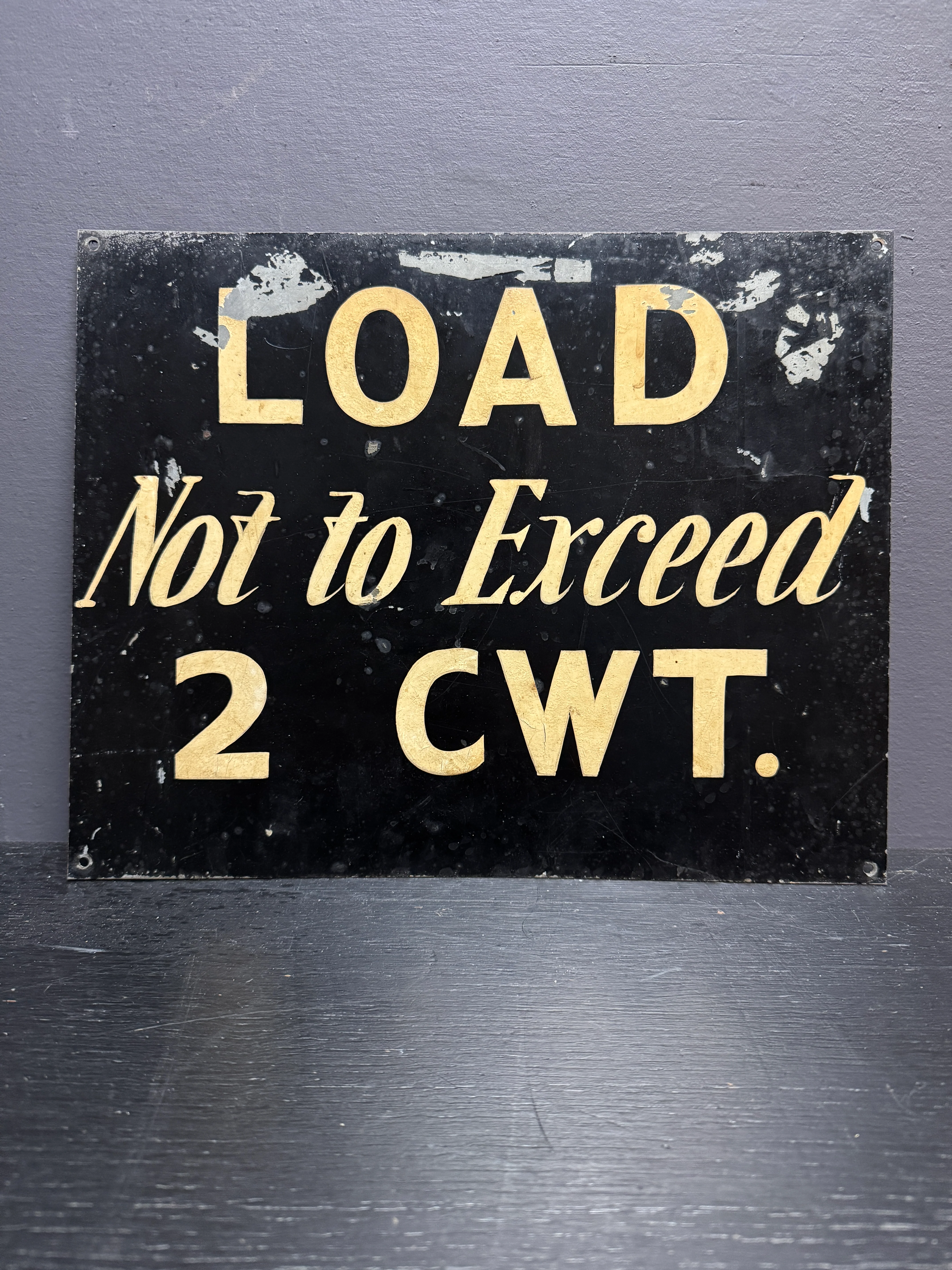 1940s Hand Painted Factory Load Weight Sign - Image 3