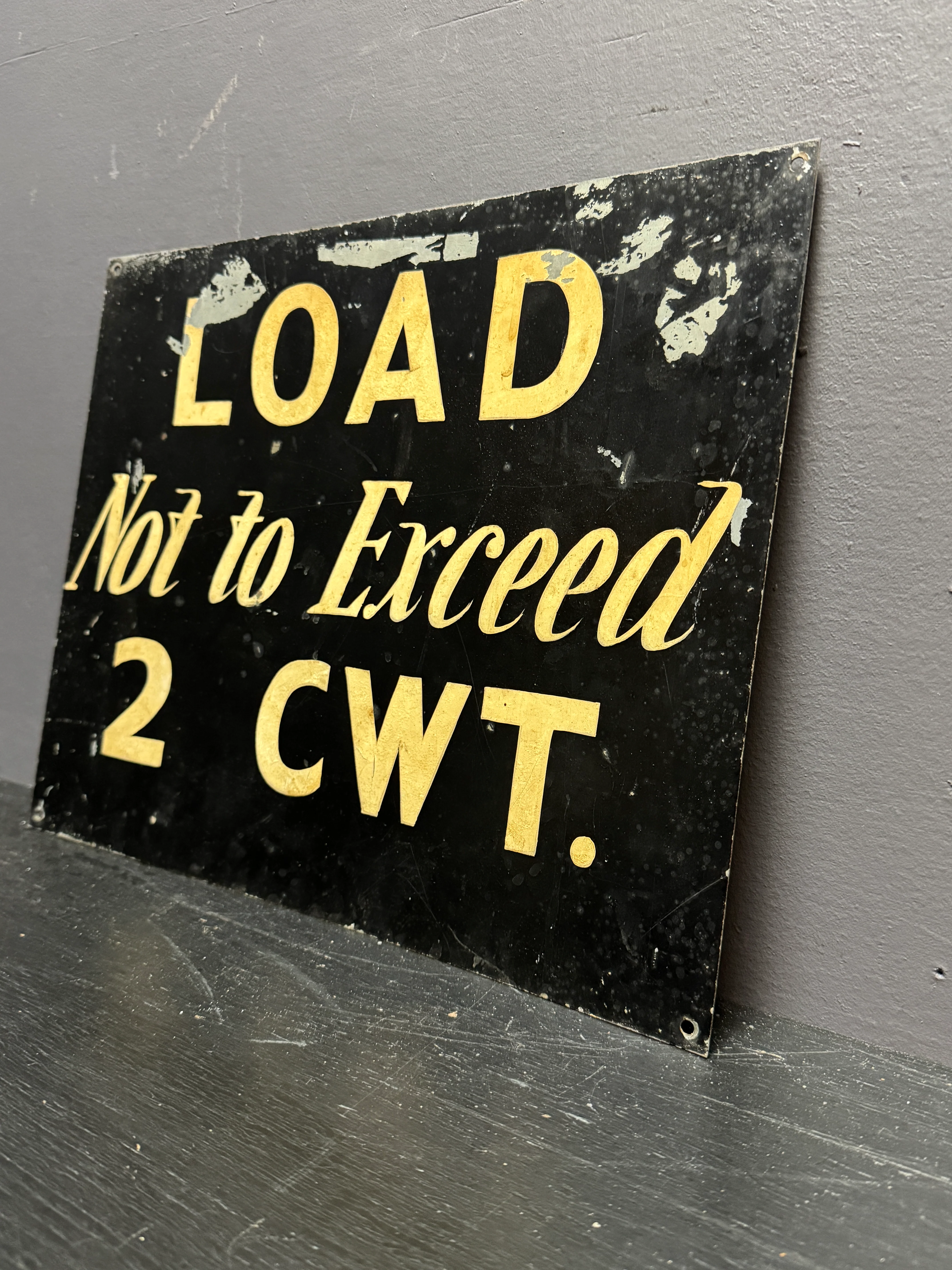 1940s Hand Painted Factory Load Weight Sign - Image 4