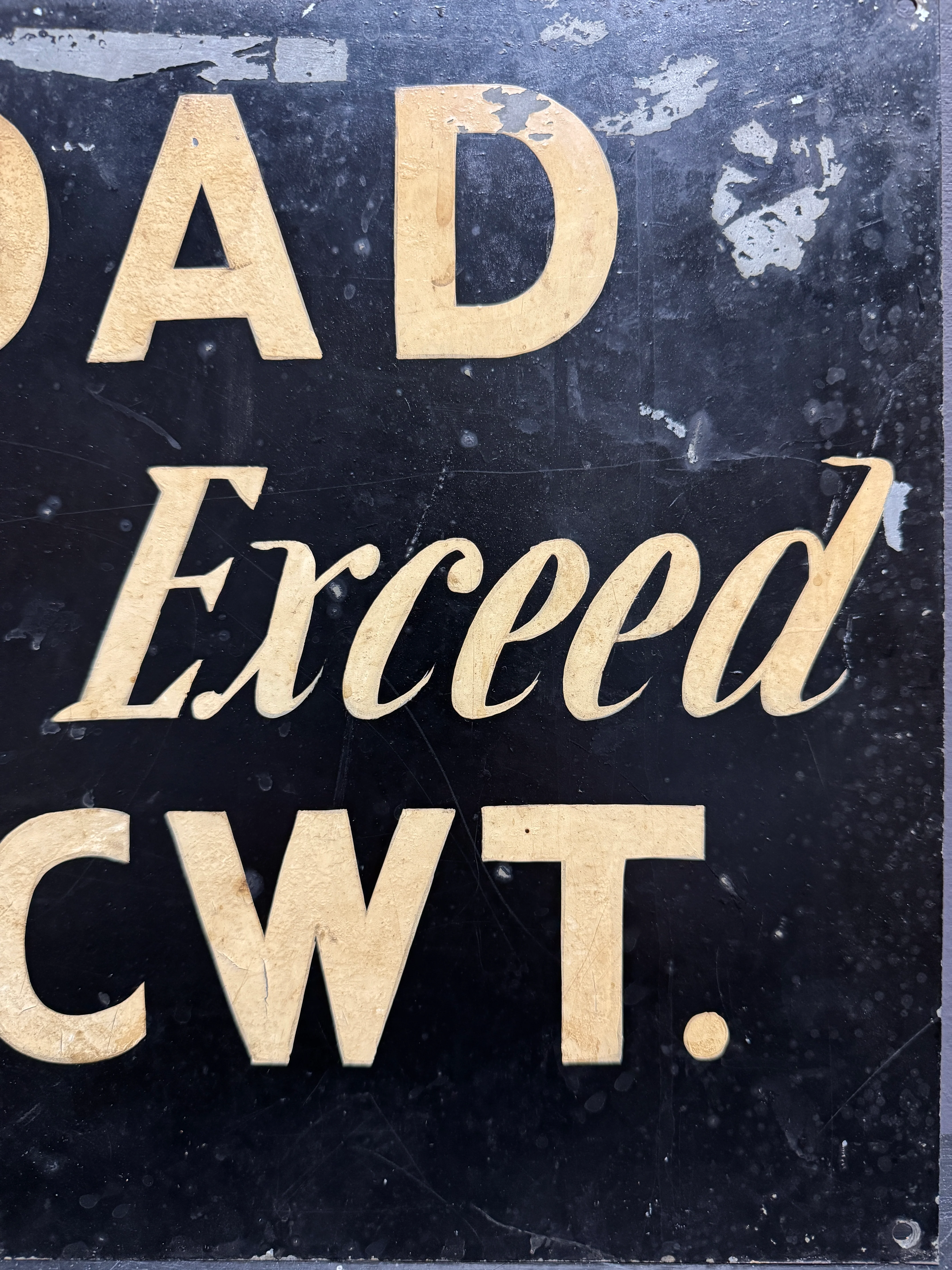 1940s Hand Painted Factory Load Weight Sign - Image 6