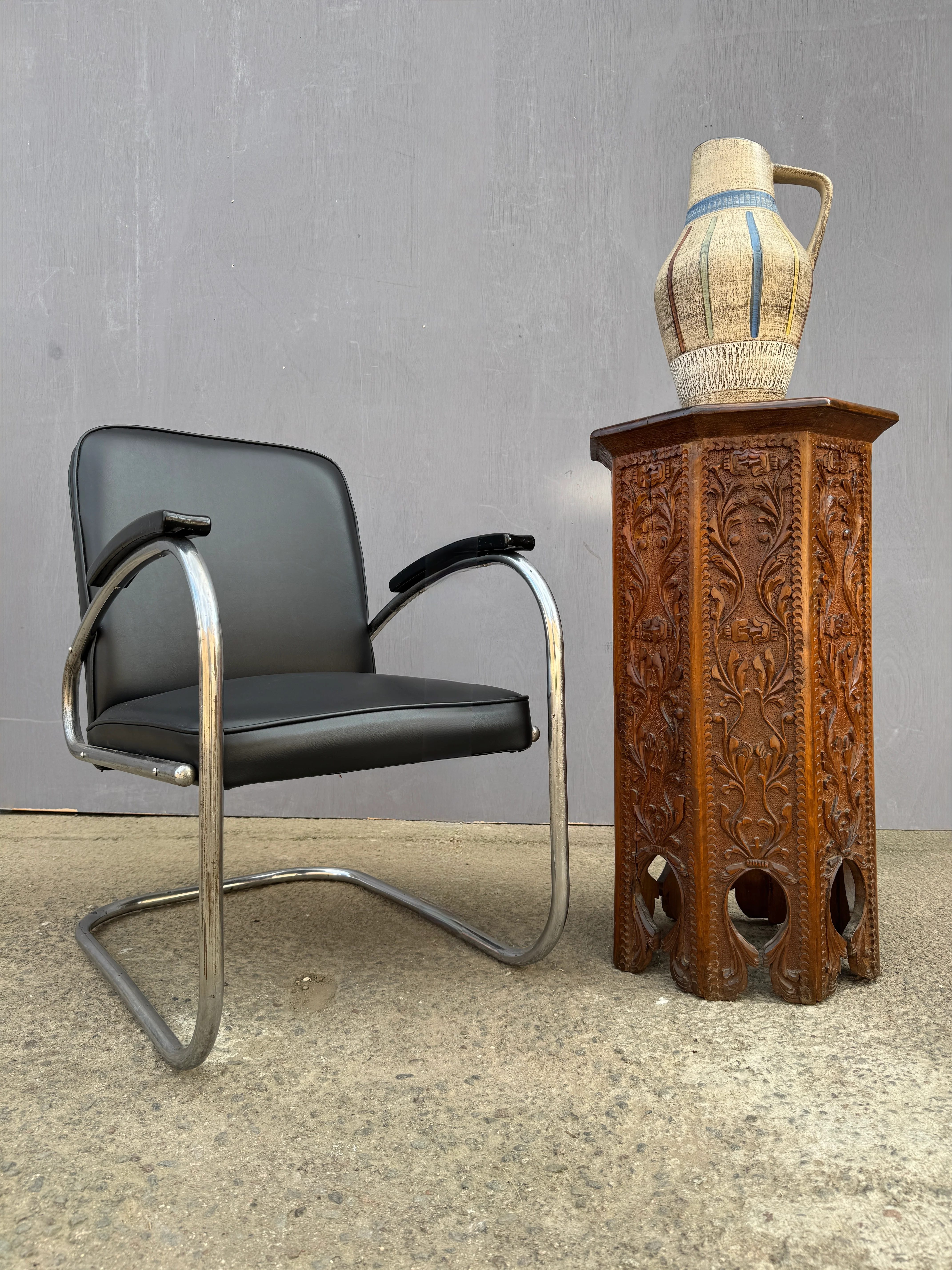 1950s Octaginal Hand Carved Walnut Turkish Table. - Image 7