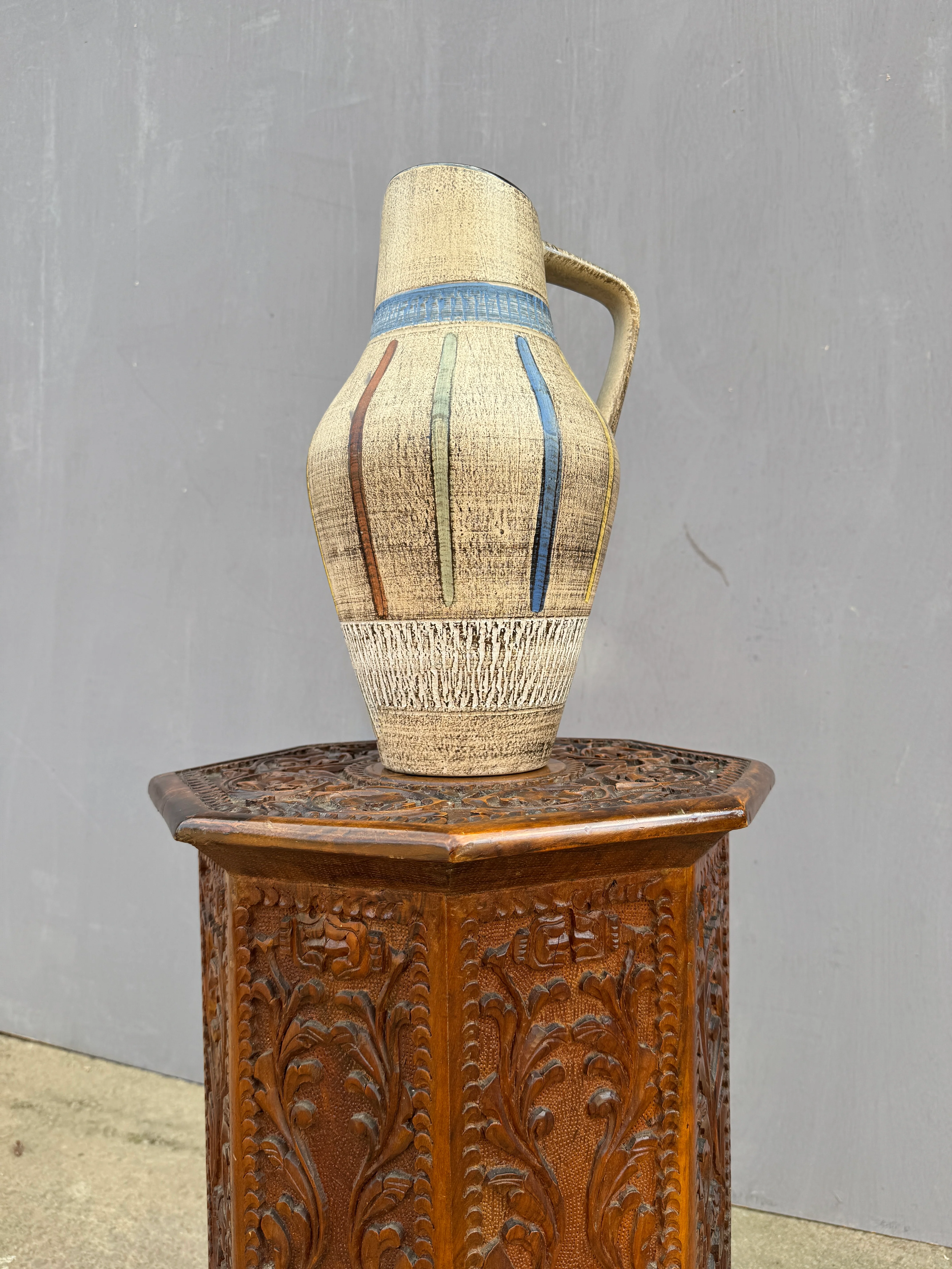 1950s Octaginal Hand Carved Walnut Turkish Table. - Image 8