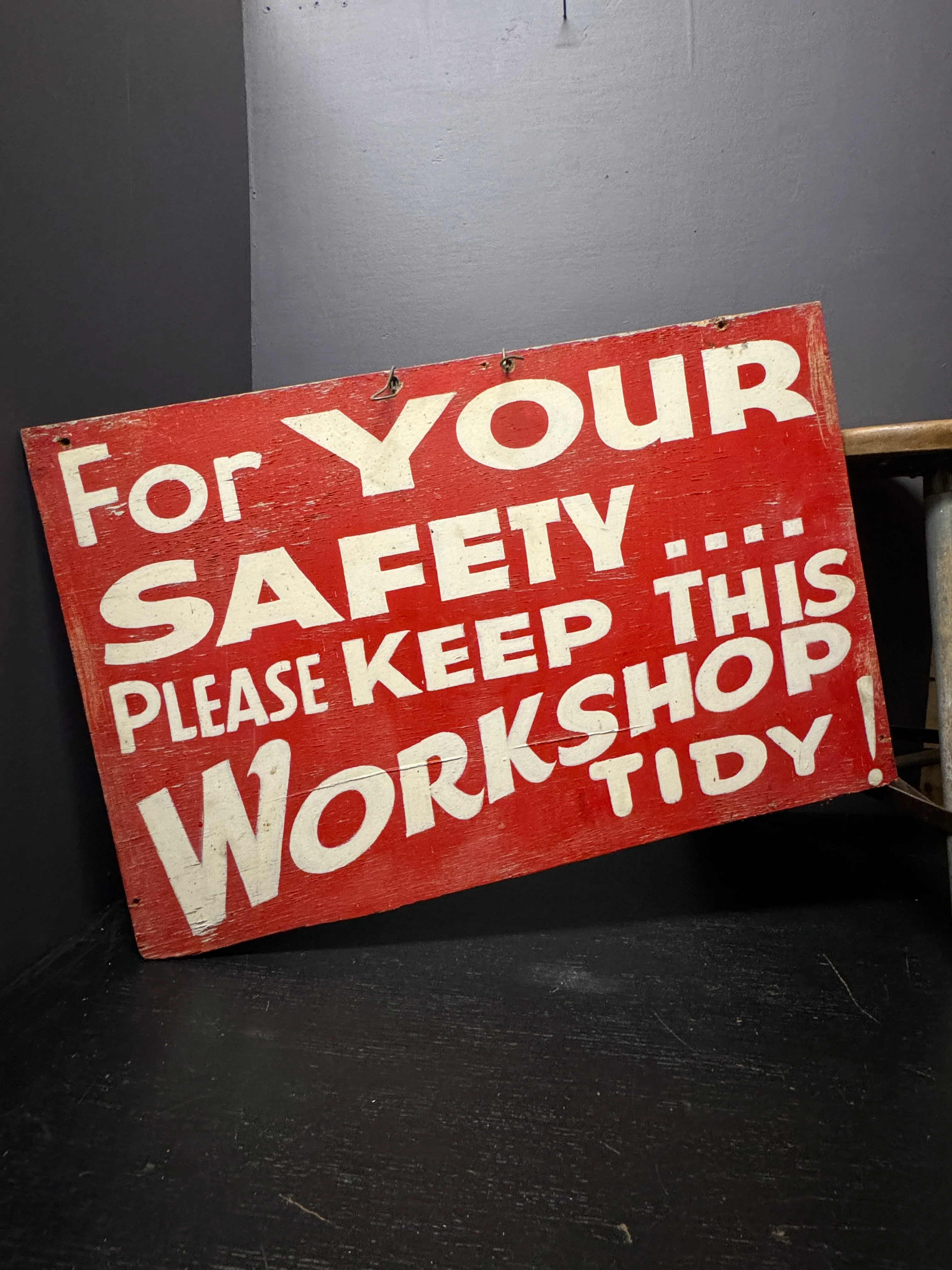 1950s Hand Painted Train Mechanics Wokshop Sign - Image 3