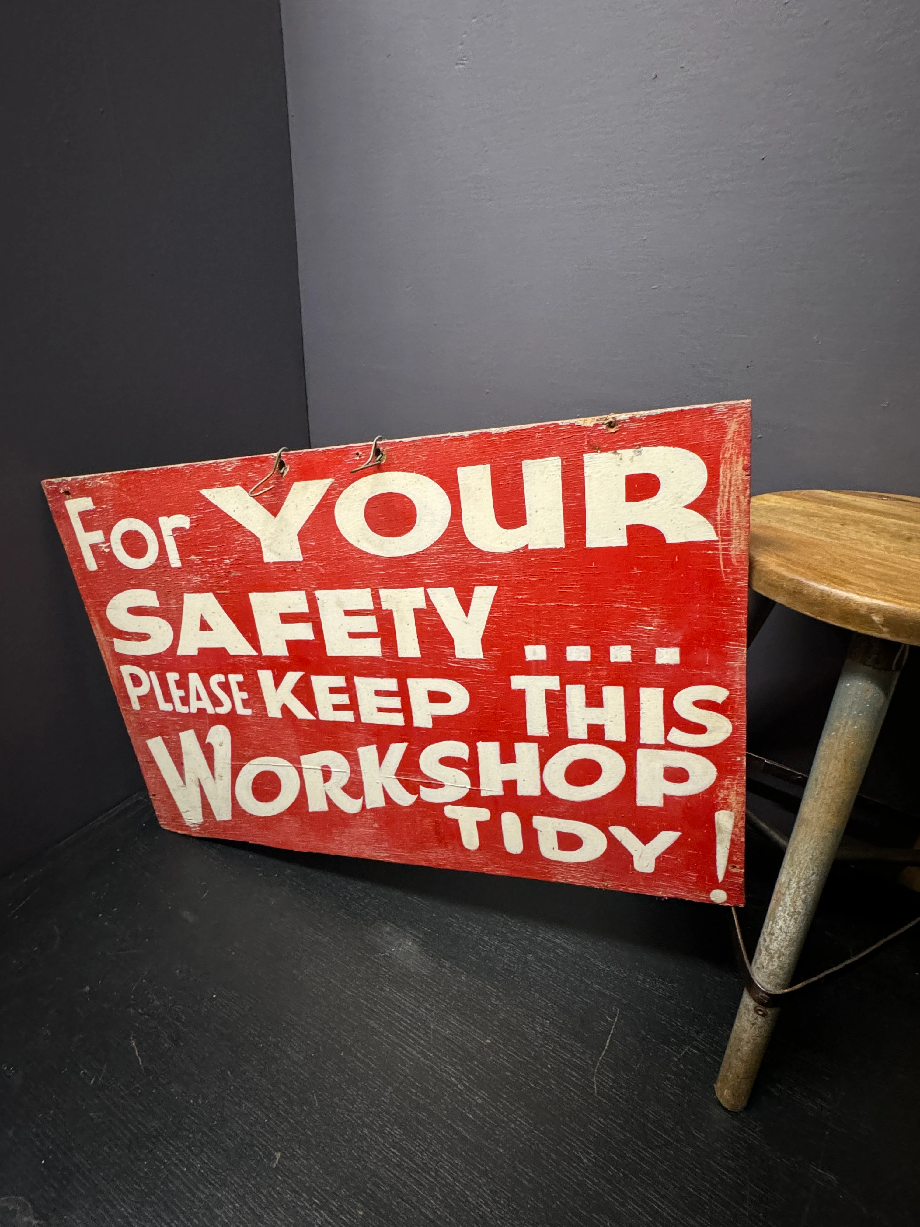 1950s Hand Painted Train Mechanics Wokshop Sign - Image 4