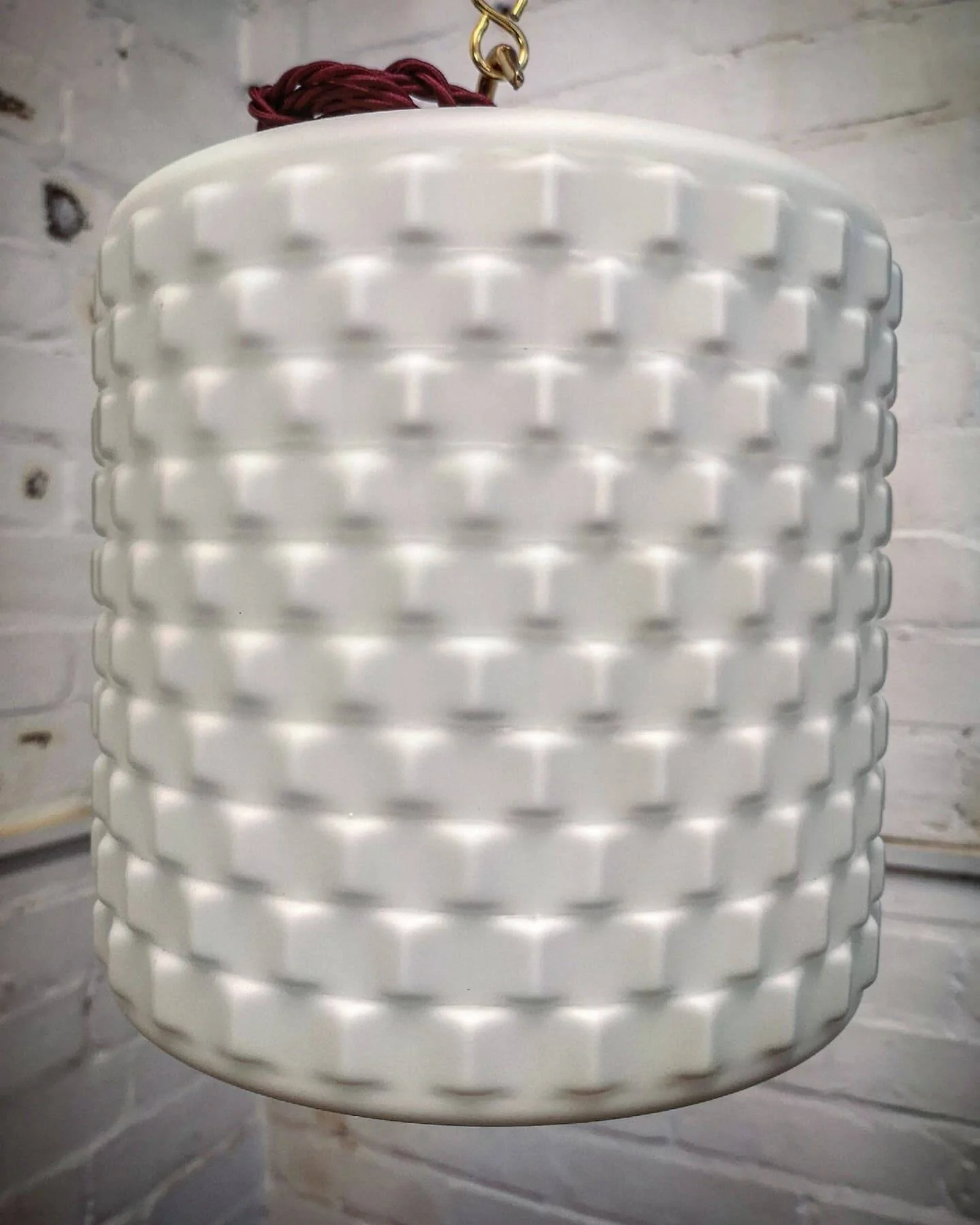 1960s Czech Cubic Effect Opaline Glass Pendant Light - Image 3