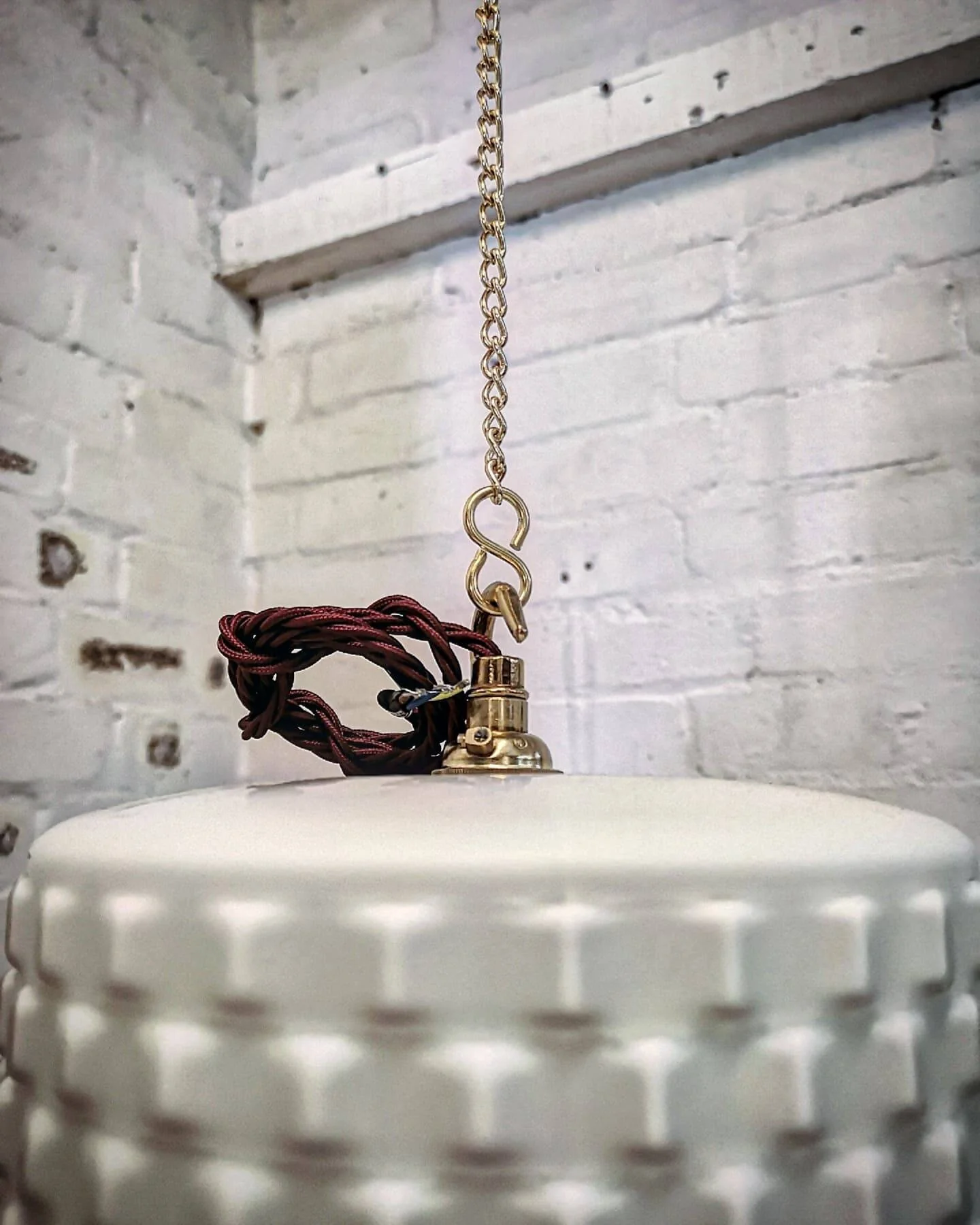 1960s Czech Cubic Effect Opaline Glass Pendant Light - Image 5