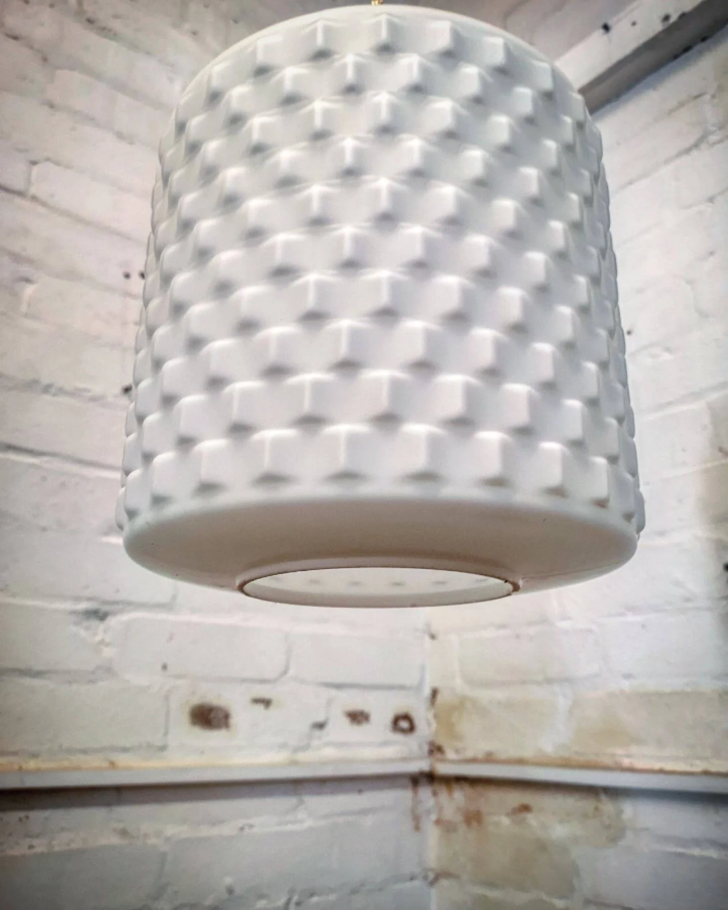 1960s Czech Cubic Effect Opaline Glass Pendant Light - Image 7
