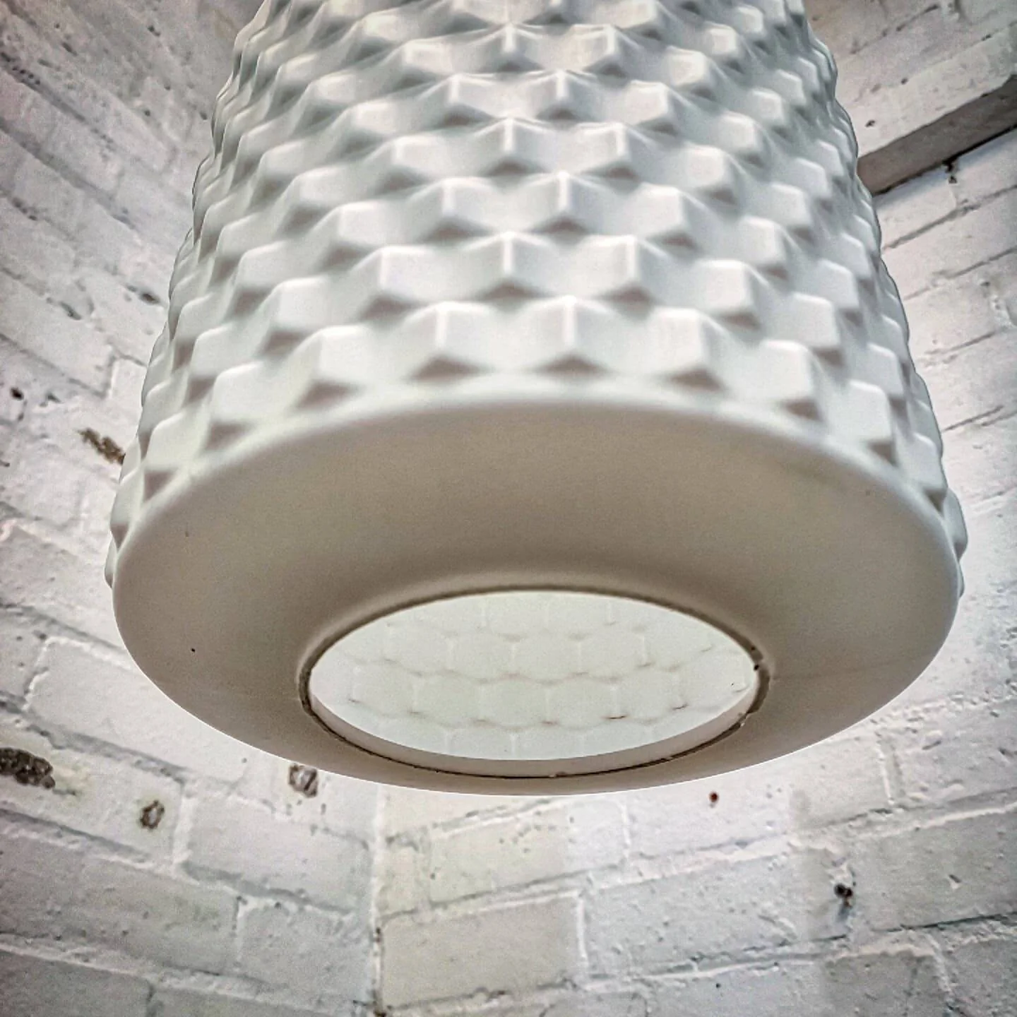 1960s Czech Cubic Effect Opaline Glass Pendant Light - Image 8