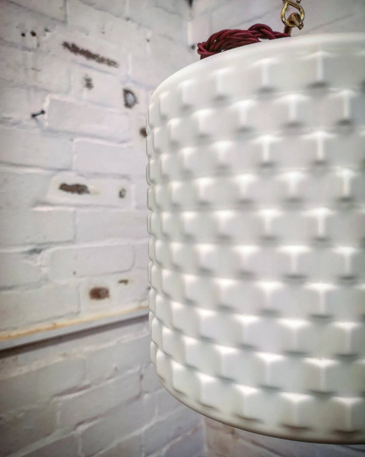 1960s Czech Cubic Effect Opaline Glass Pendant Light - Image 9