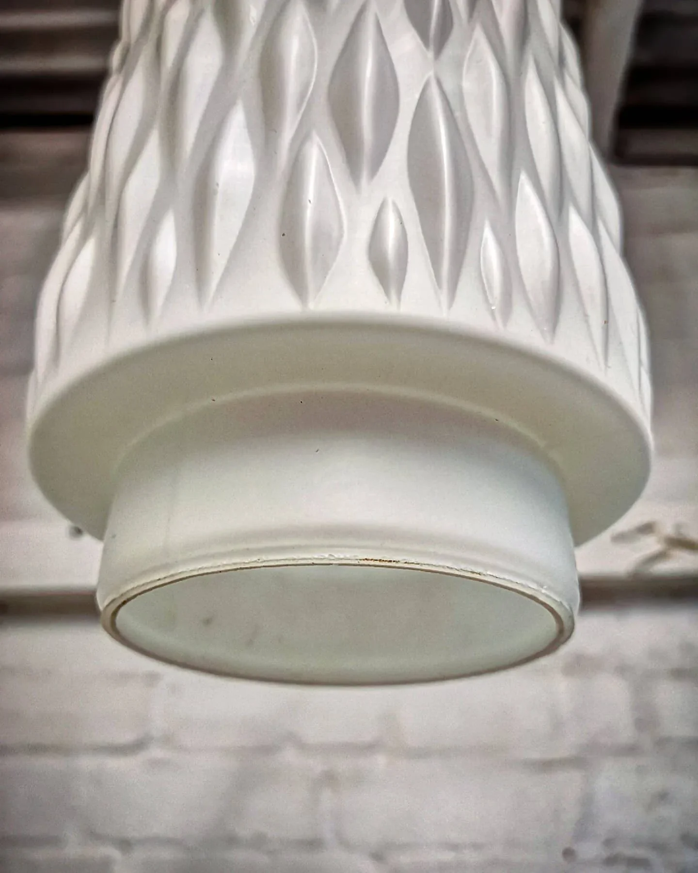 1960s Czech Rippled Opaline Glass Pendant Light - Image 7