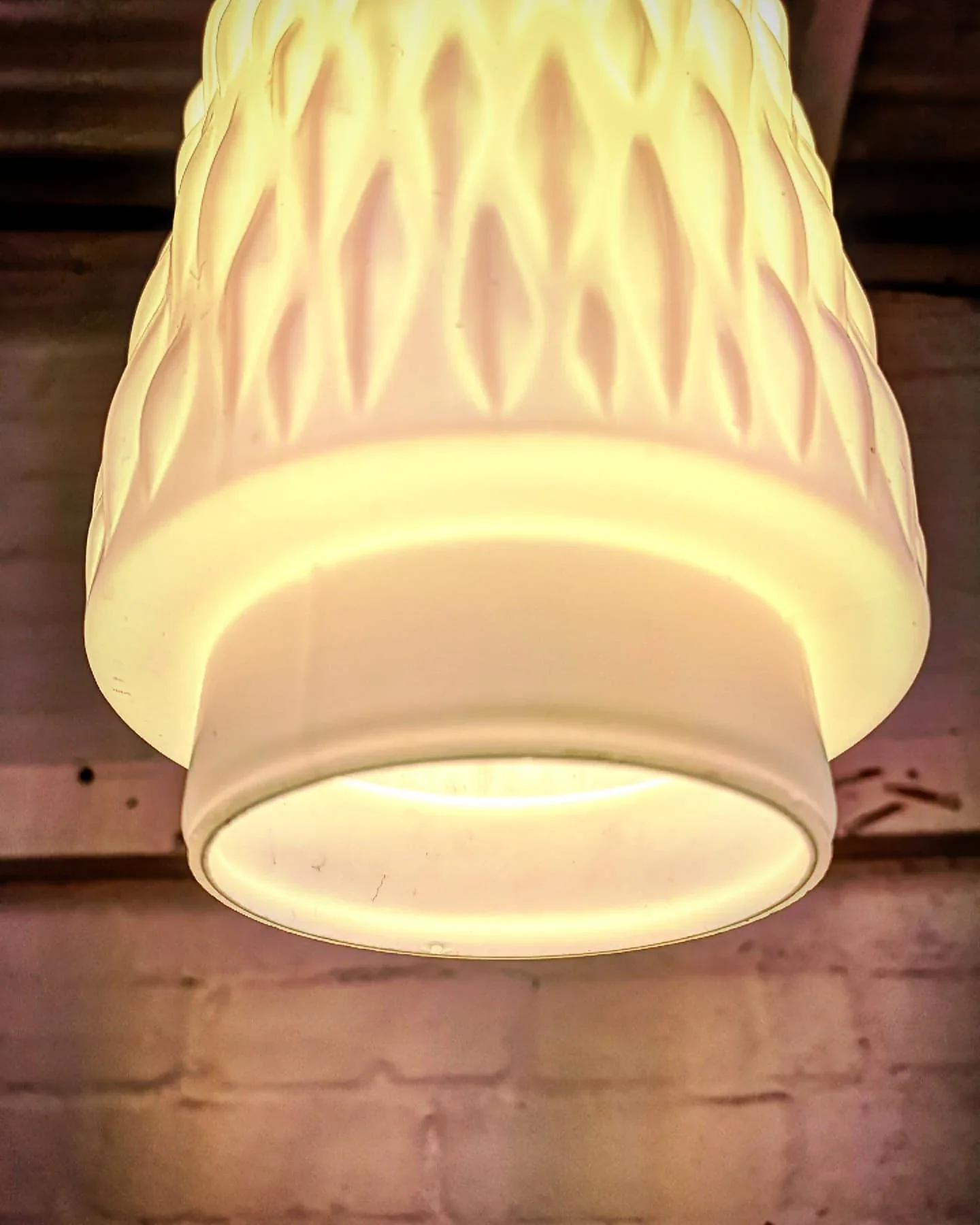 1960s Czech Rippled Opaline Glass Pendant Light - Image 8