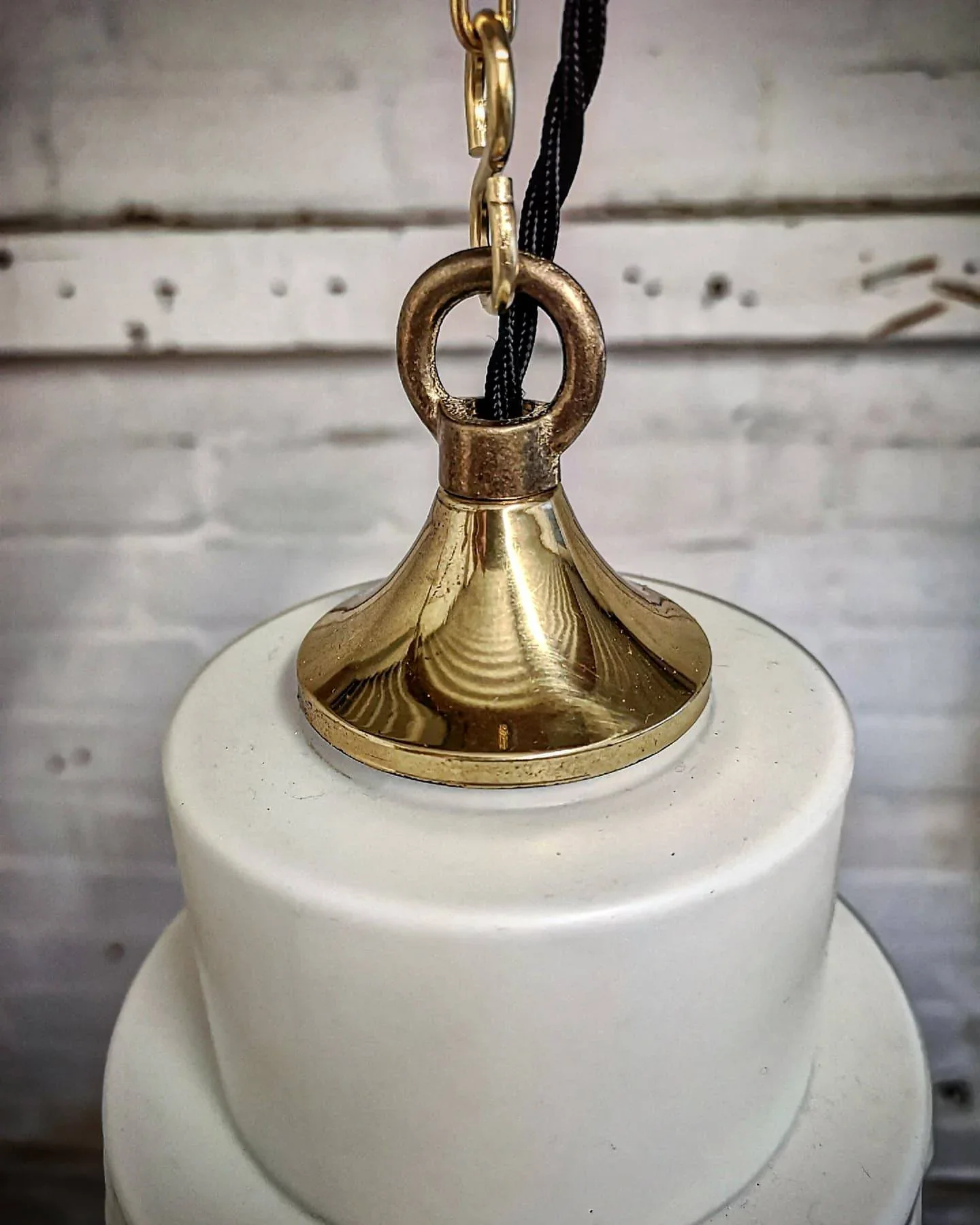 1960s Czech Rippled Opaline Glass Pendant Light - Image 9
