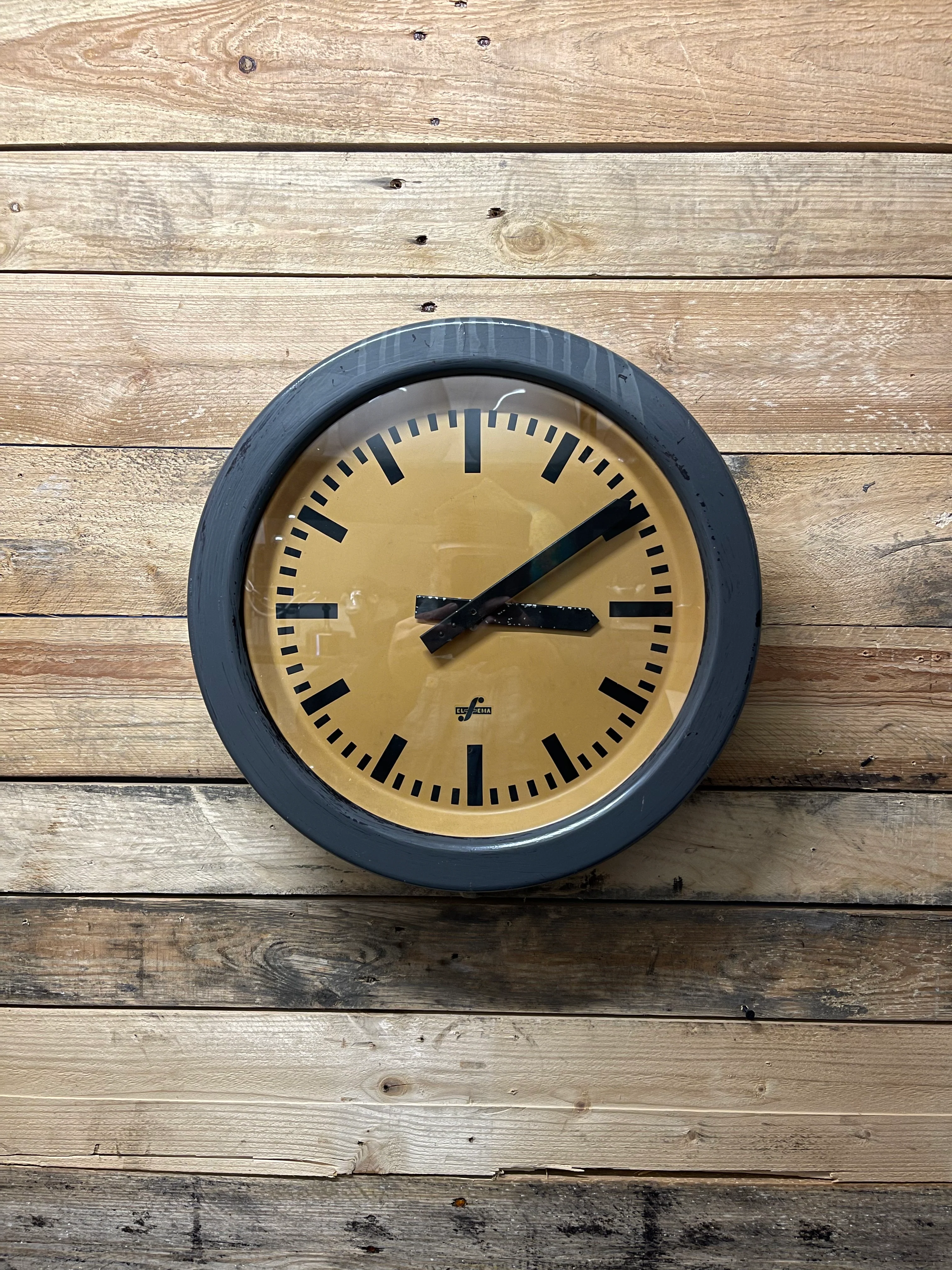 Large 1960's East German Industrial Factory Clocks By Elfema
