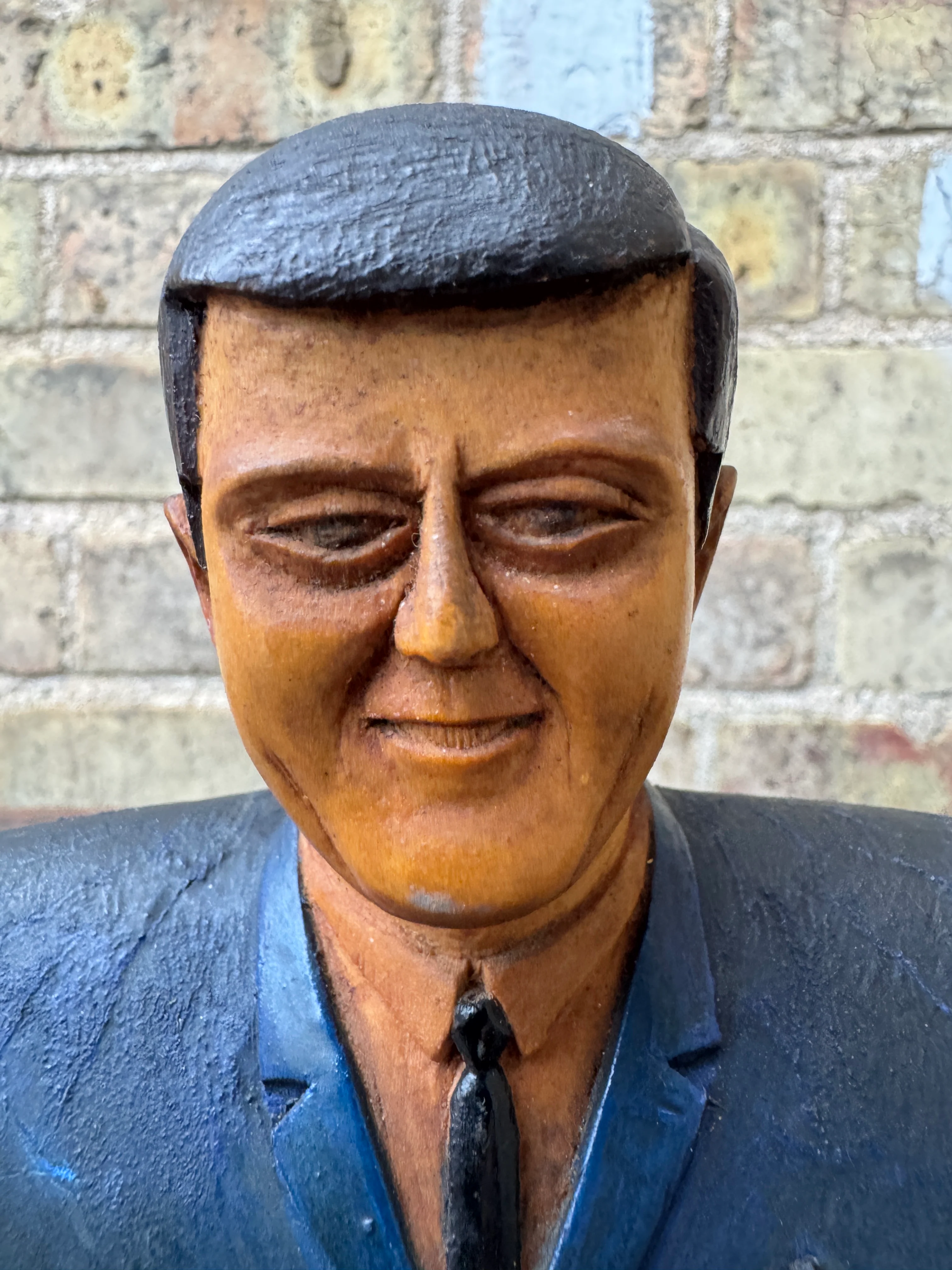 1960s Hand Carved President Kennedy Bust - Image 3