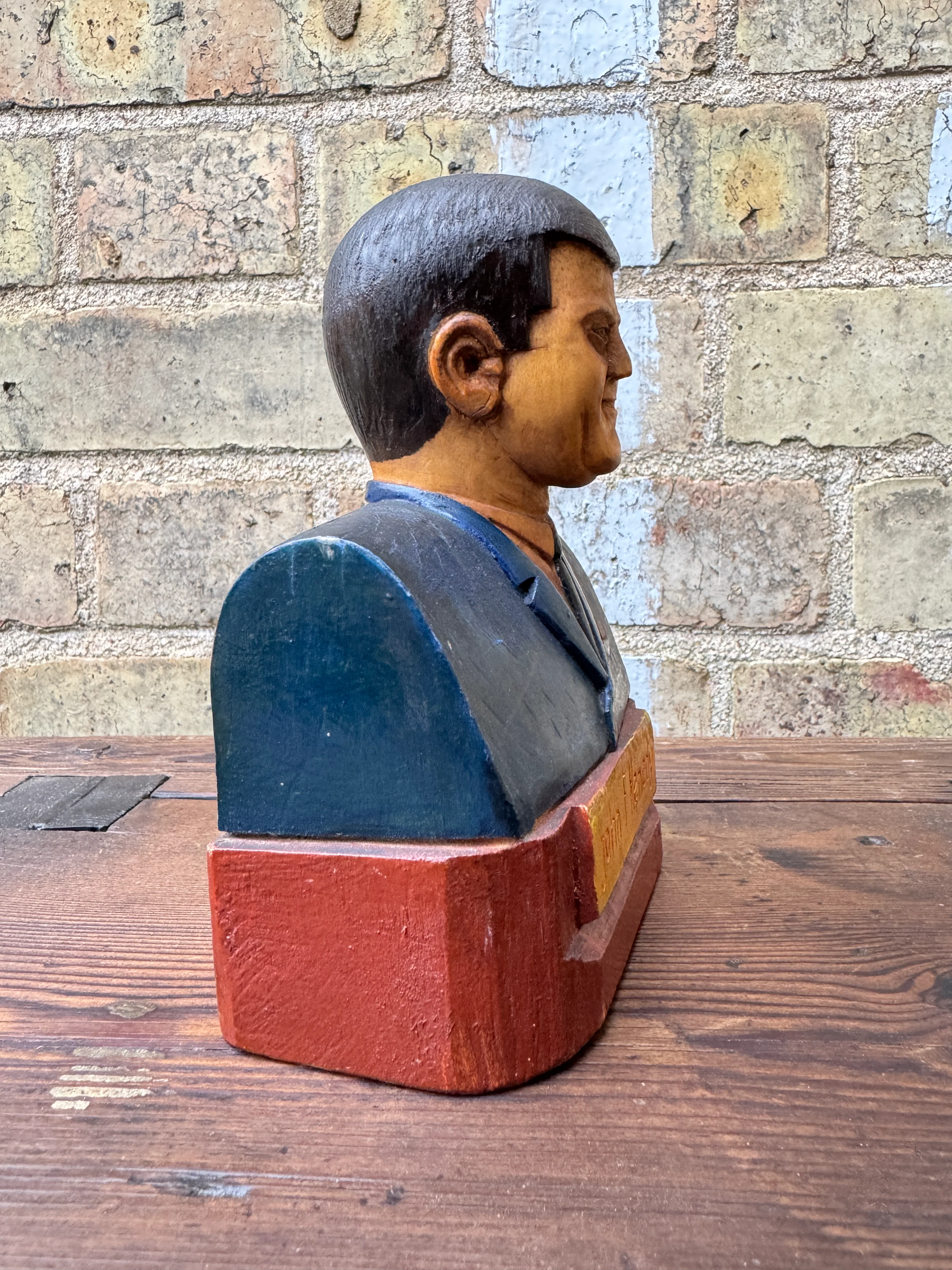 1960s Hand Carved President Kennedy Bust - Image 4