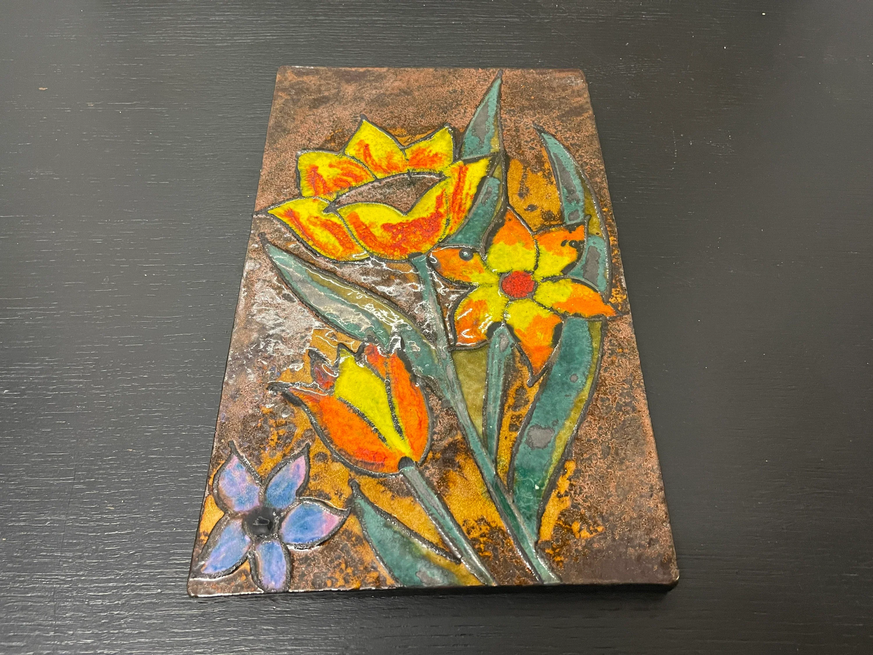 1960s Ruscha Art Floral Design Hand Painted Ceramic Mural Germany - Image 2
